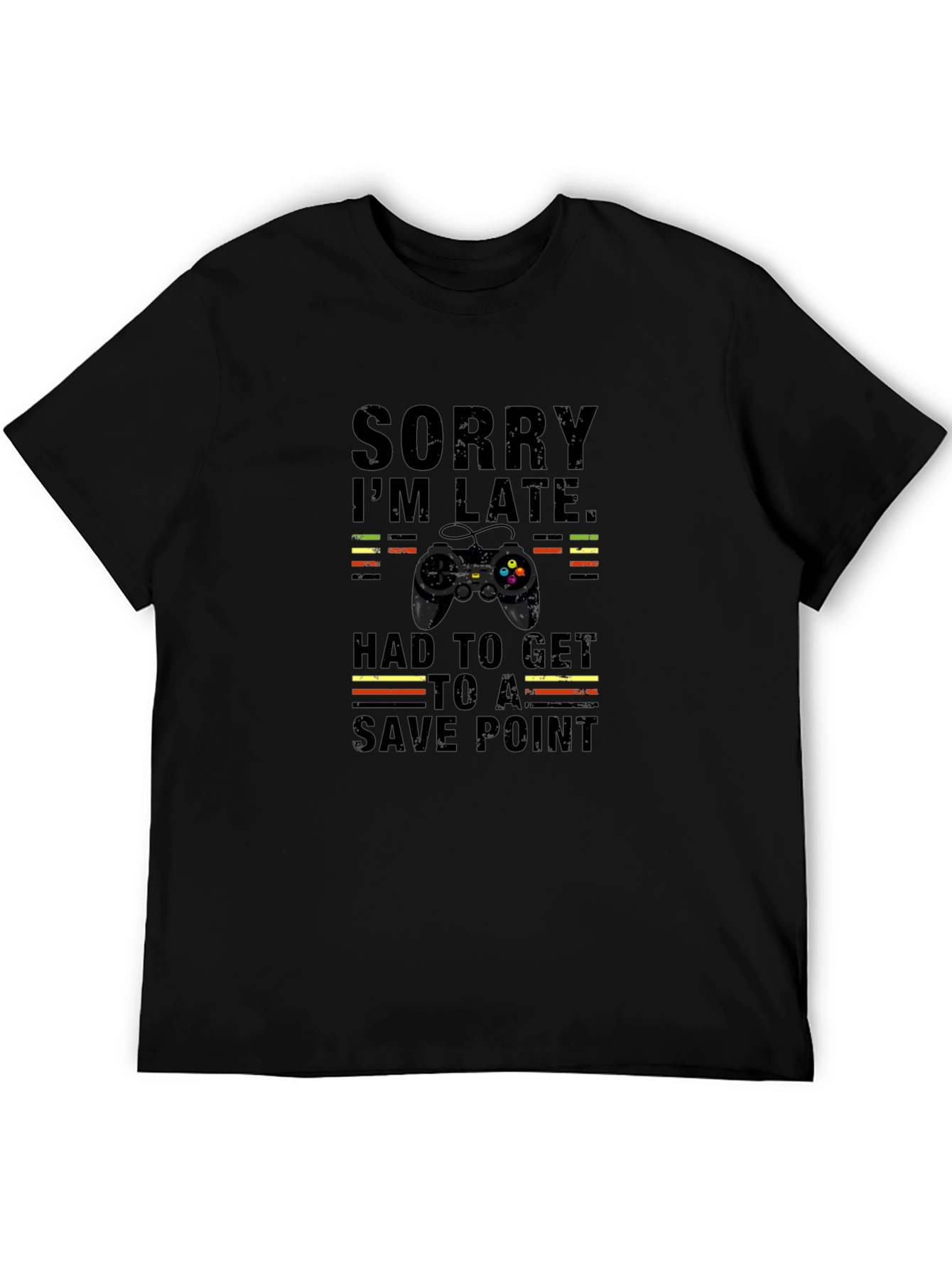 Gamer Sorry Im Late Save Point Black T-Shirt