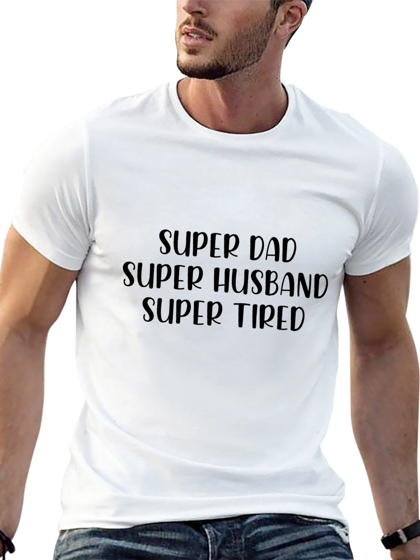 Super Dad Husband Tired Black Graphic Tee