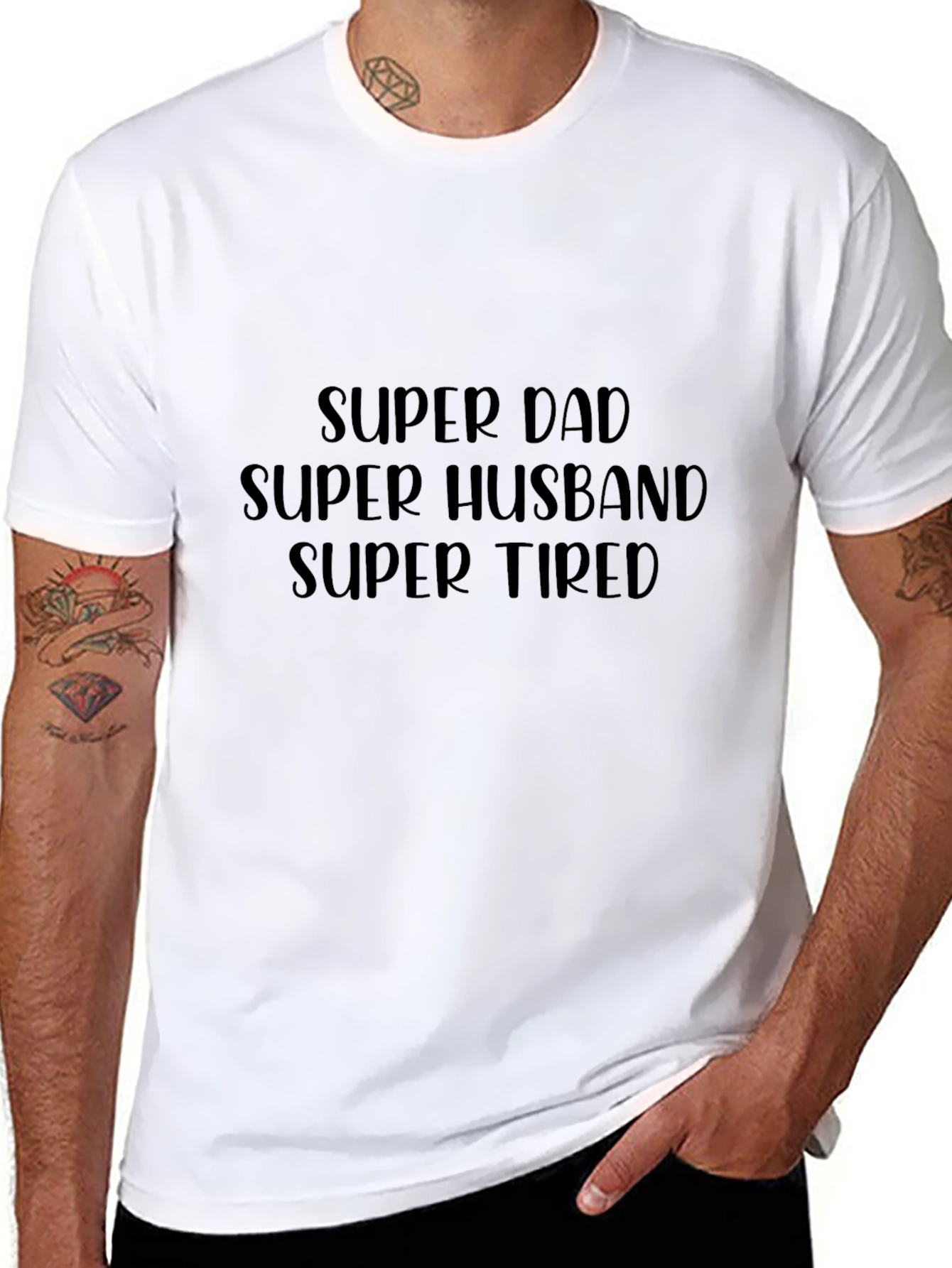 Super Dad Husband Tired Black Graphic Tee