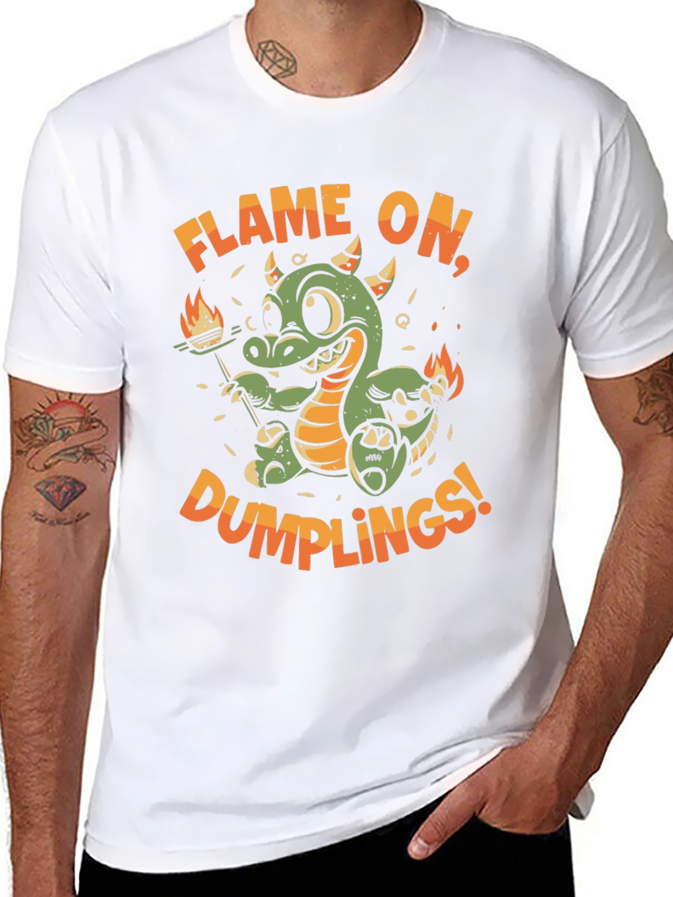 Flame On Dumplings Black Graphic T-Shirt