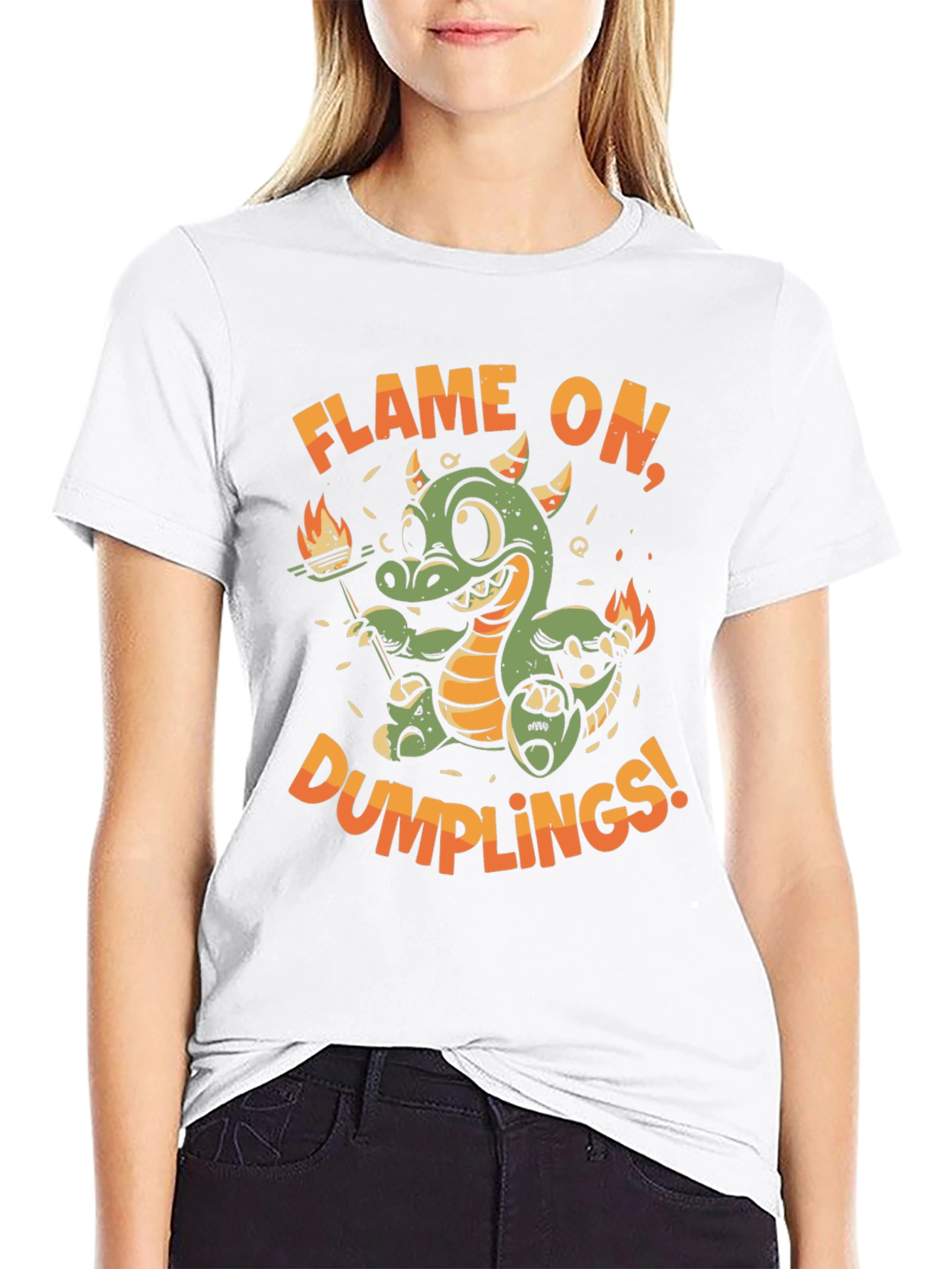 Flame On Dumplings Black Graphic T-Shirt