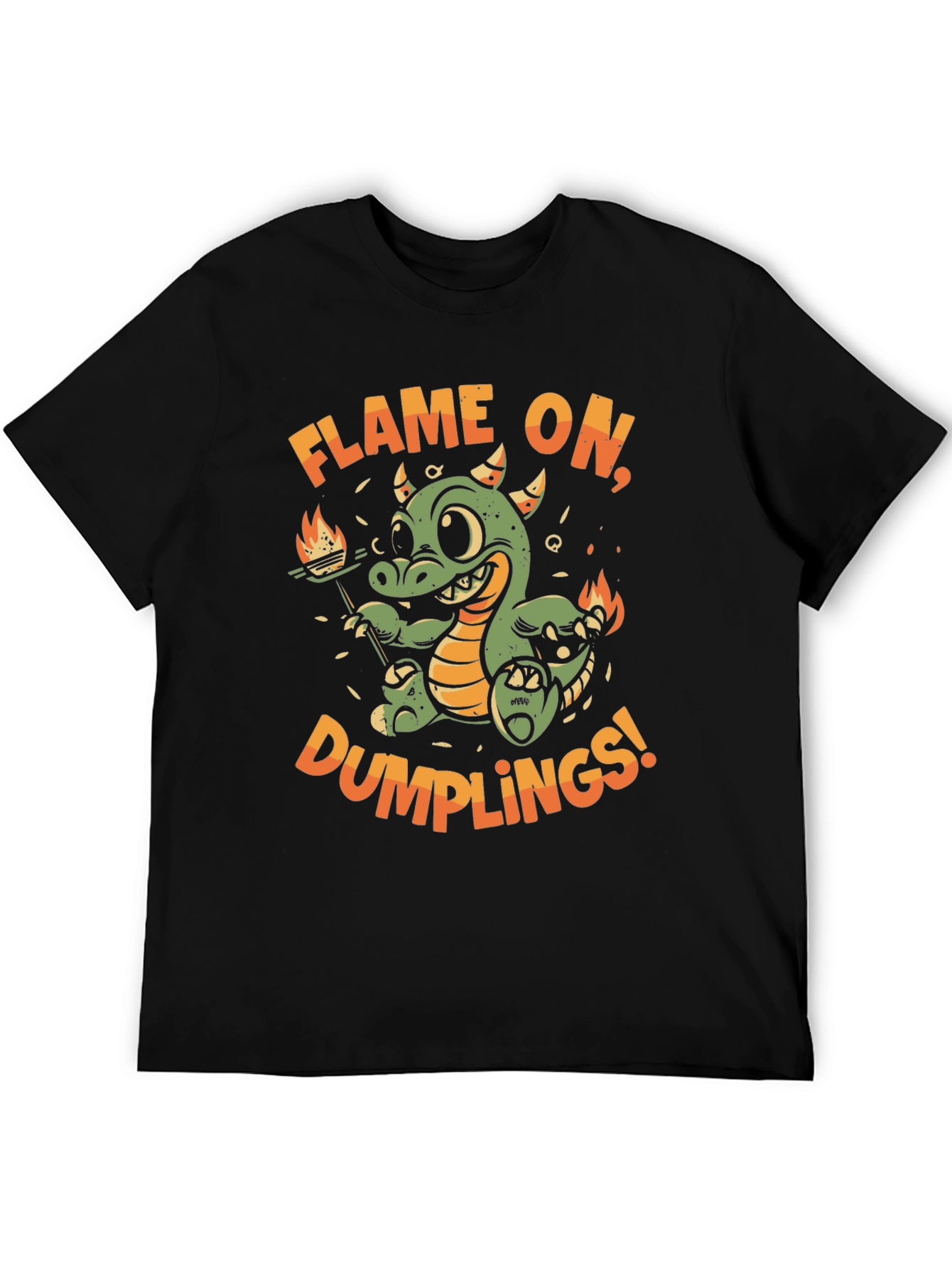 Flame On Dumplings Black Graphic T-Shirt