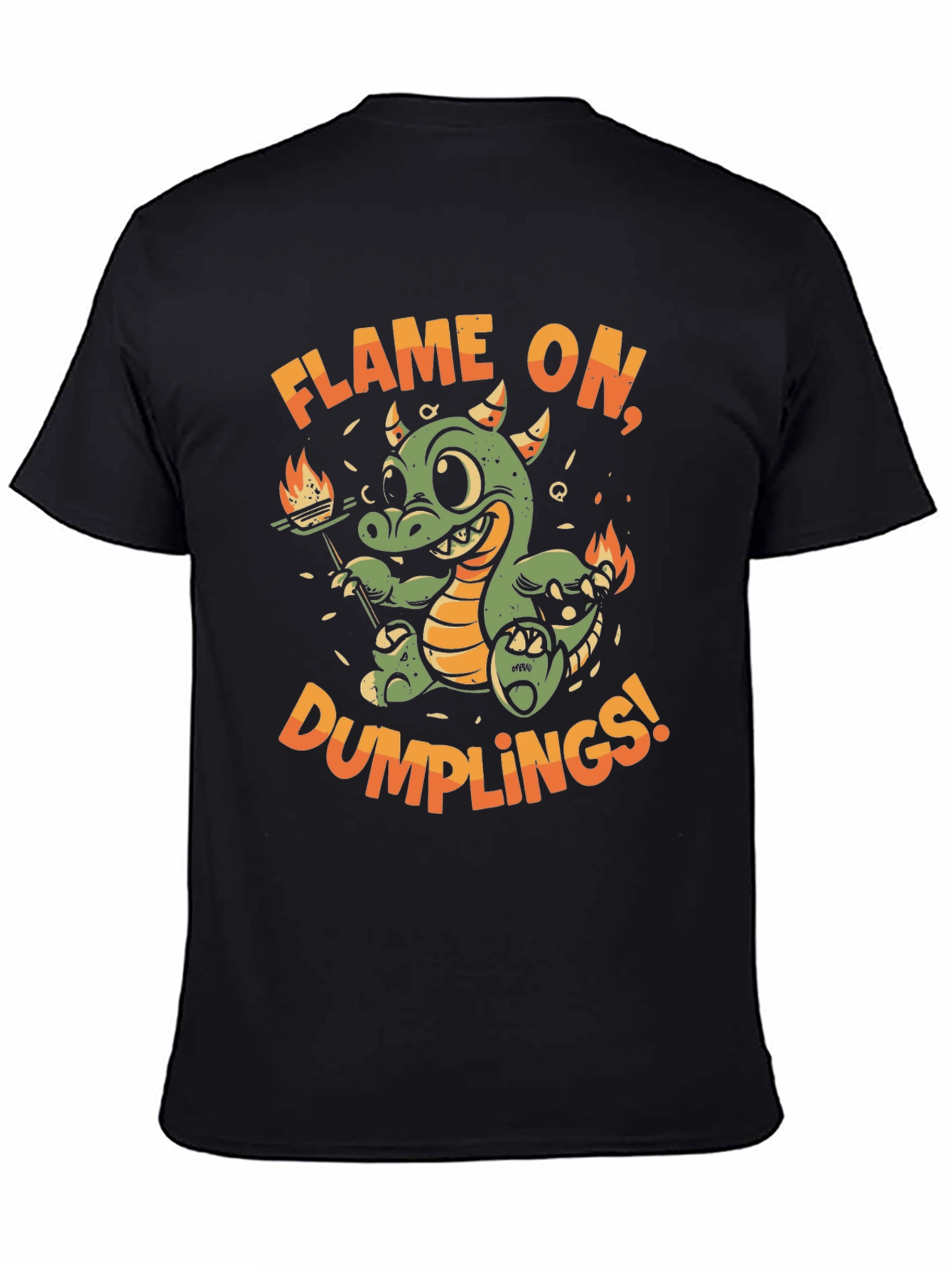 Flame On Dumplings Black Graphic T-Shirt