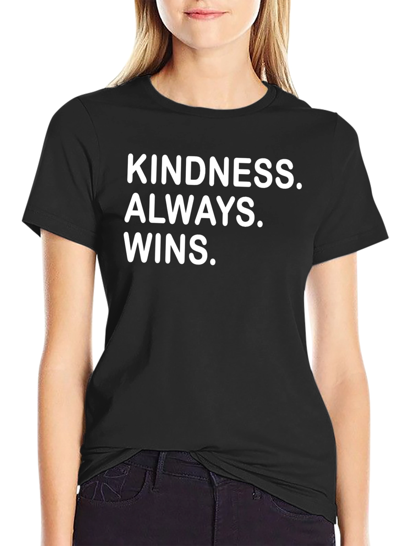 Kindness Always Wins Black Graphic T-Shirt