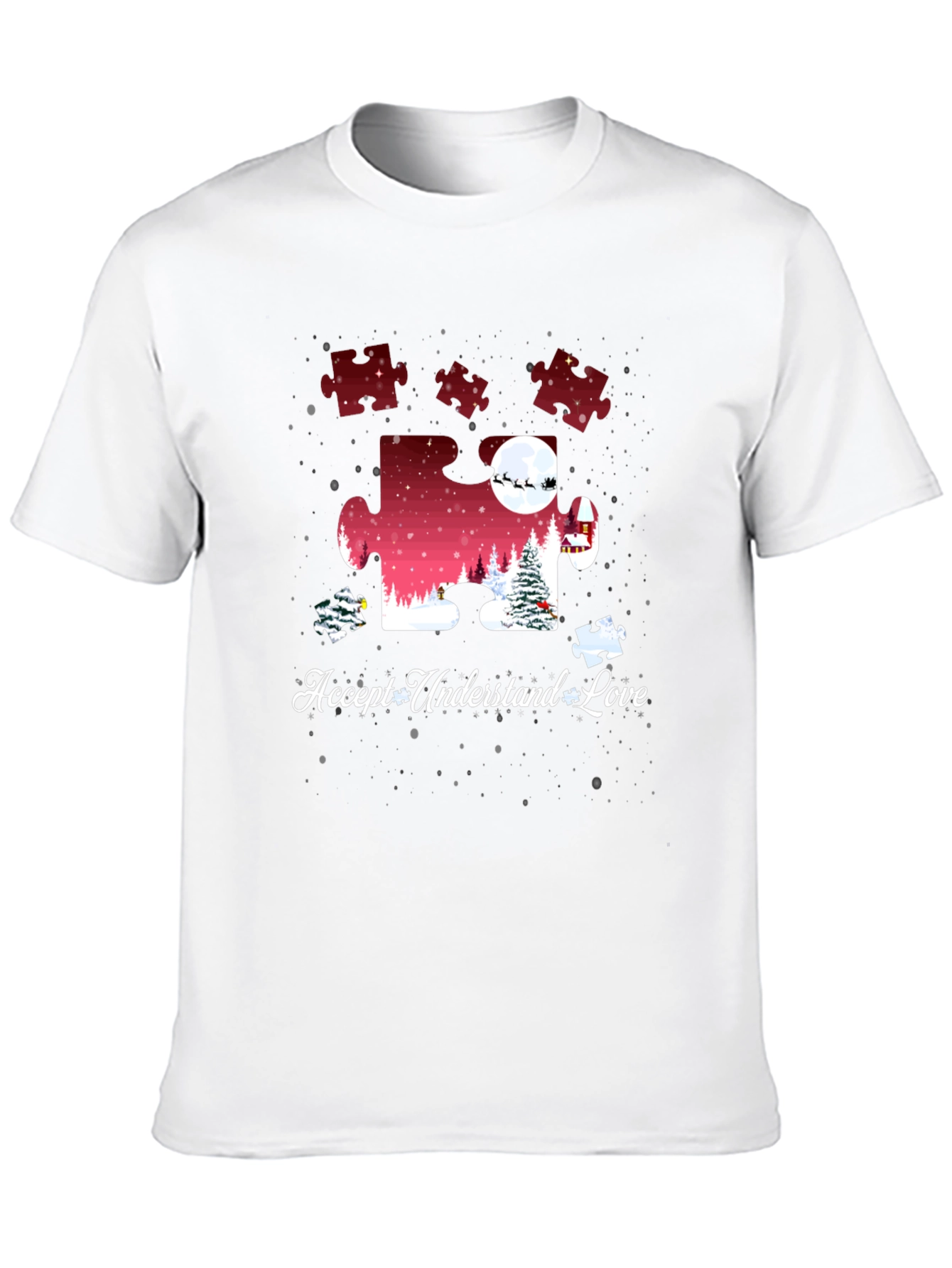 Autism Awareness Christmas Puzzle Piece T-Shirt