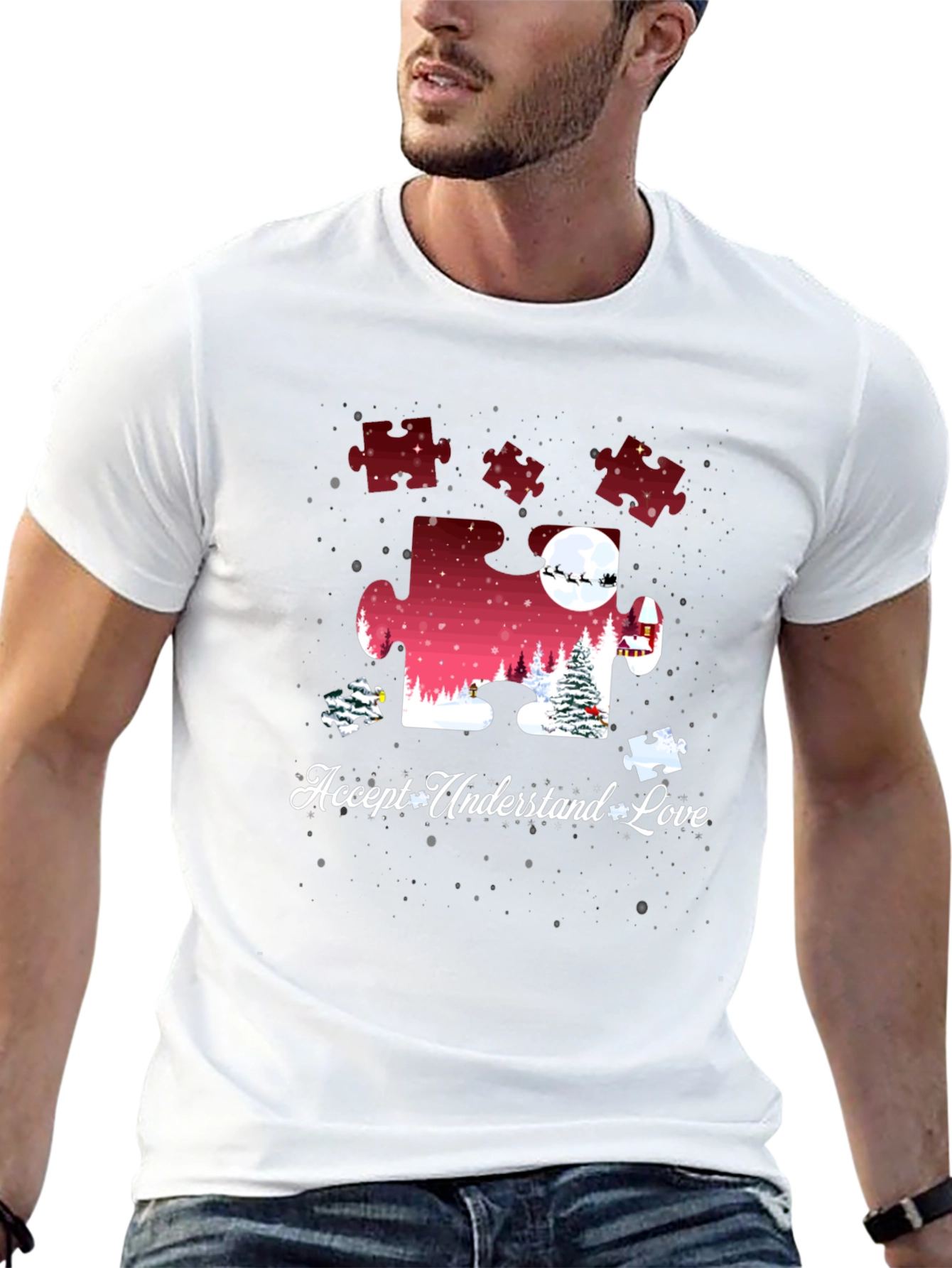 Autism Awareness Christmas Puzzle Piece T-Shirt