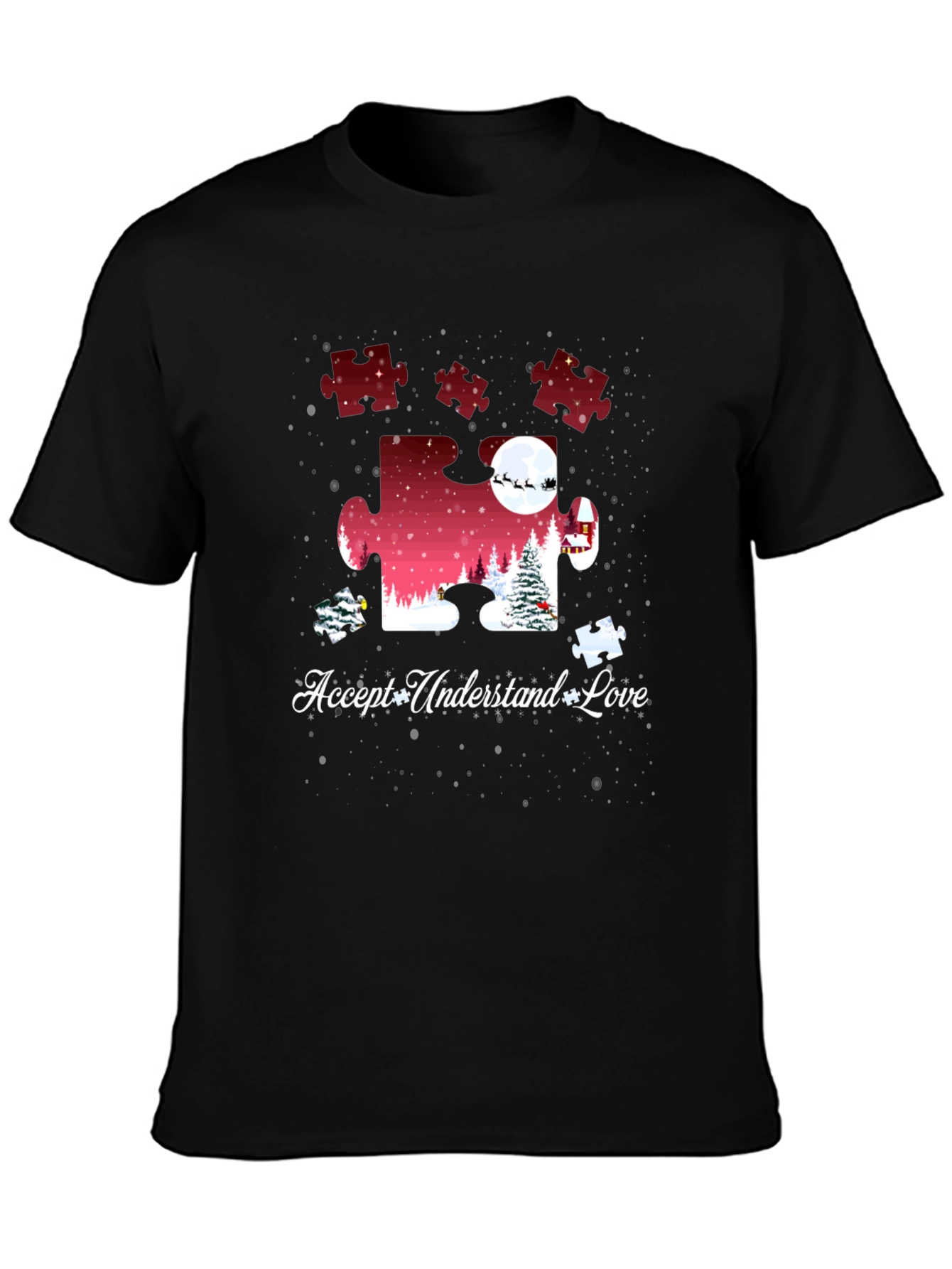 Autism Awareness Christmas Puzzle Piece T-Shirt
