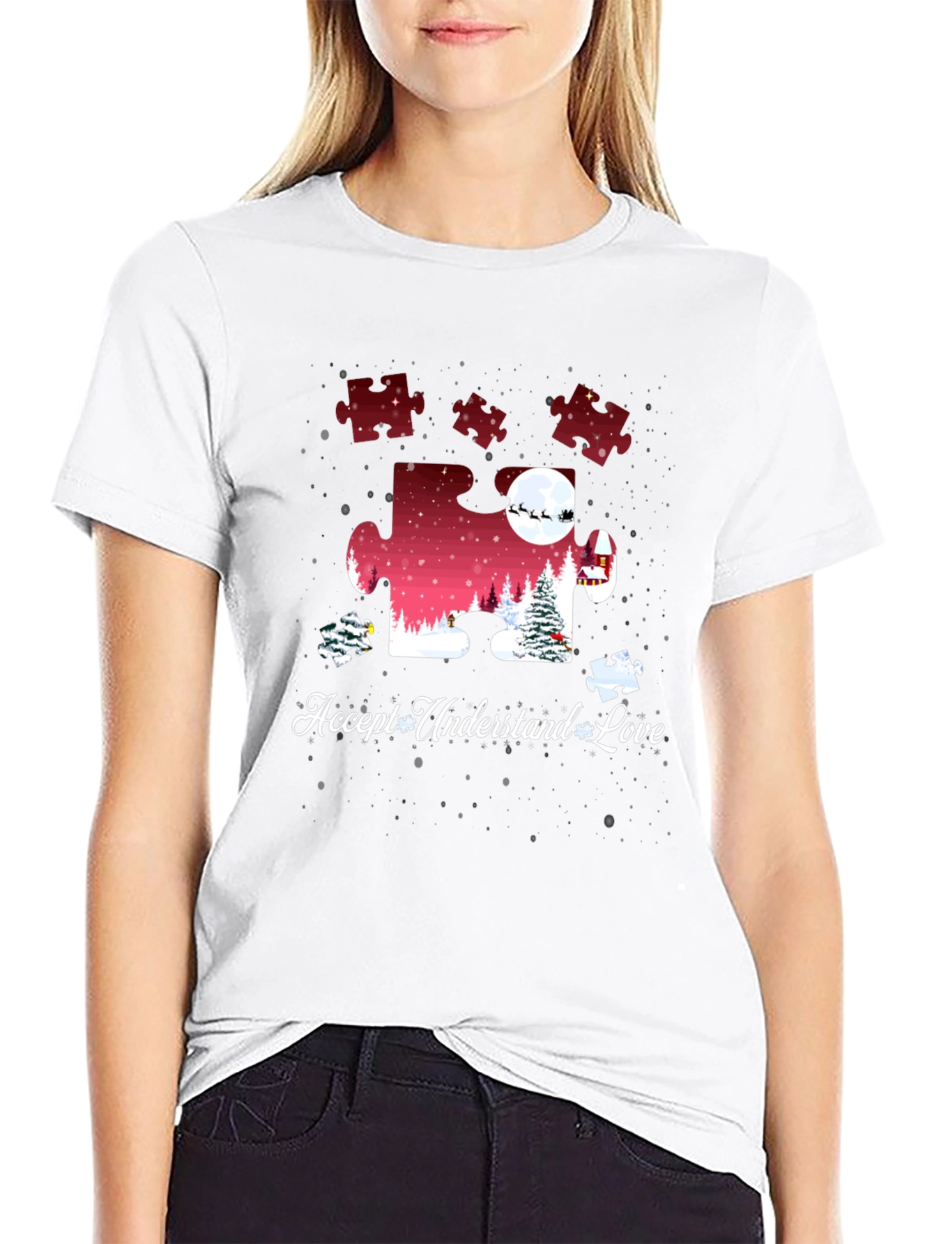 Autism Awareness Christmas Puzzle Piece T-Shirt