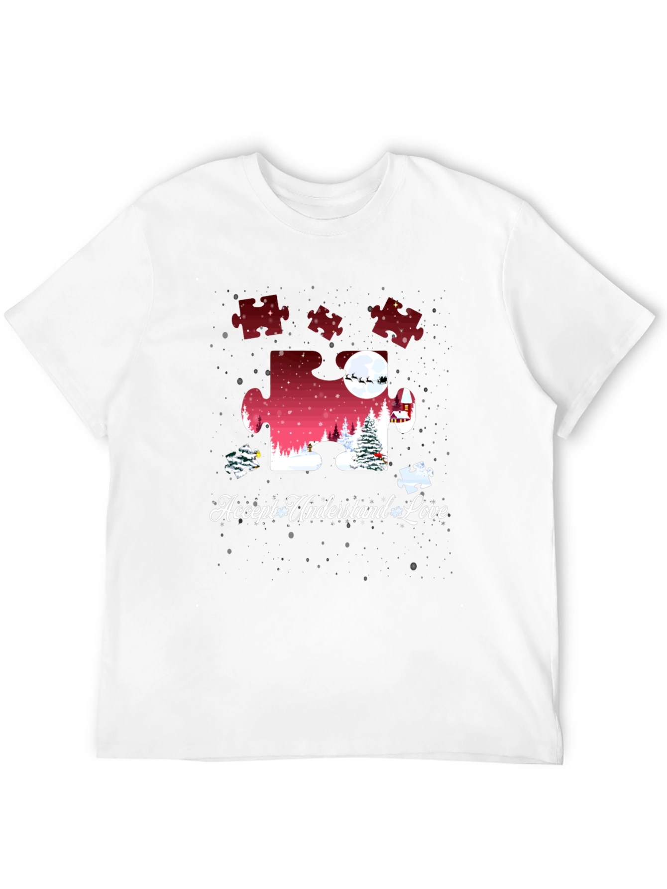 Autism Awareness Christmas Puzzle Piece T-Shirt