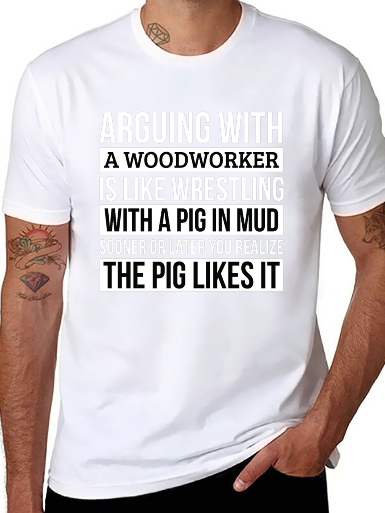Woodworker Pig T-Shirt - Funny Carpentry Tee