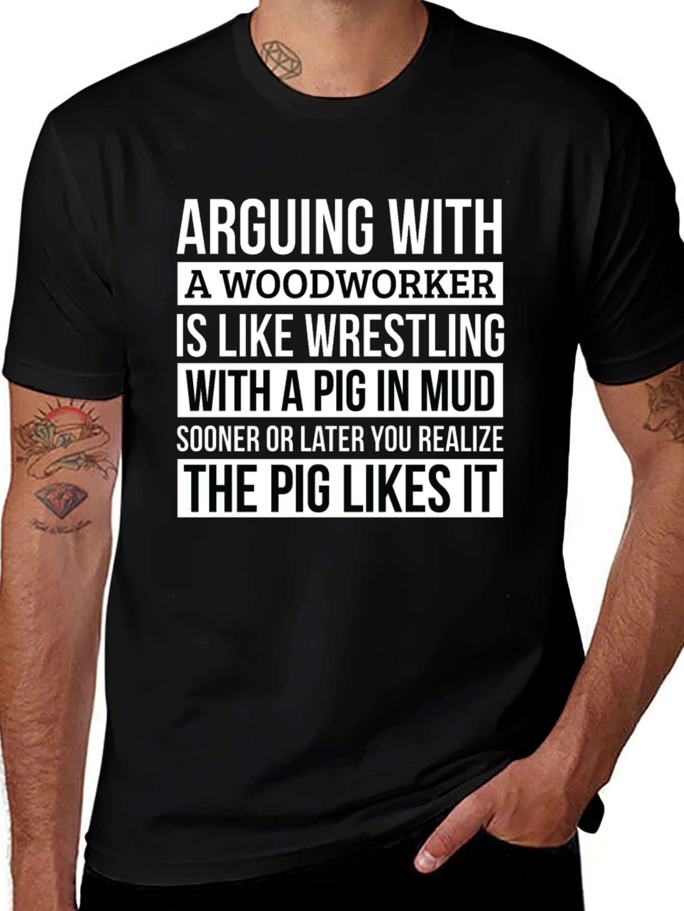 Woodworker Pig T-Shirt - Funny Carpentry Tee