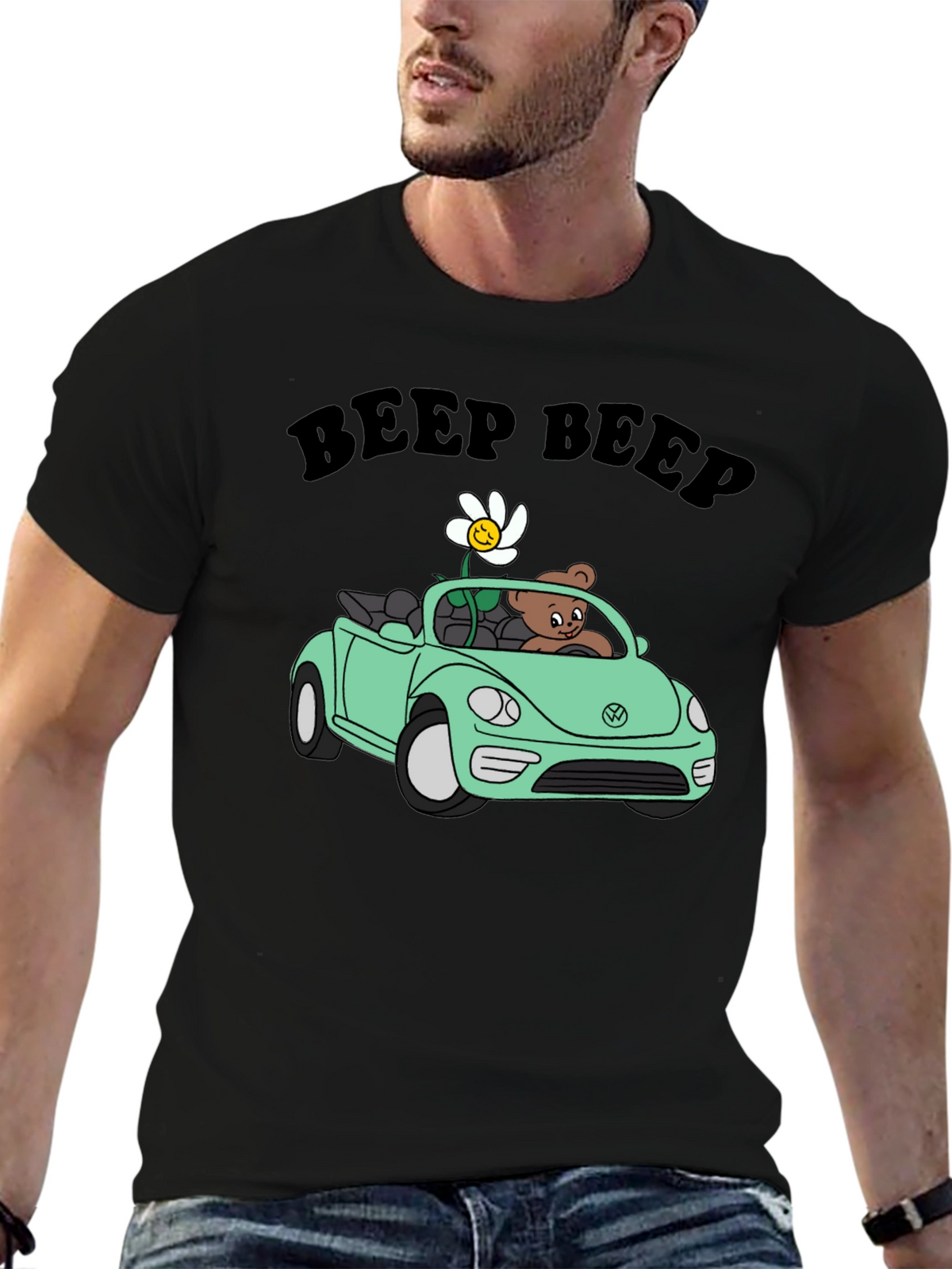 Beep Beep Bear Car Graphic T-Shirt