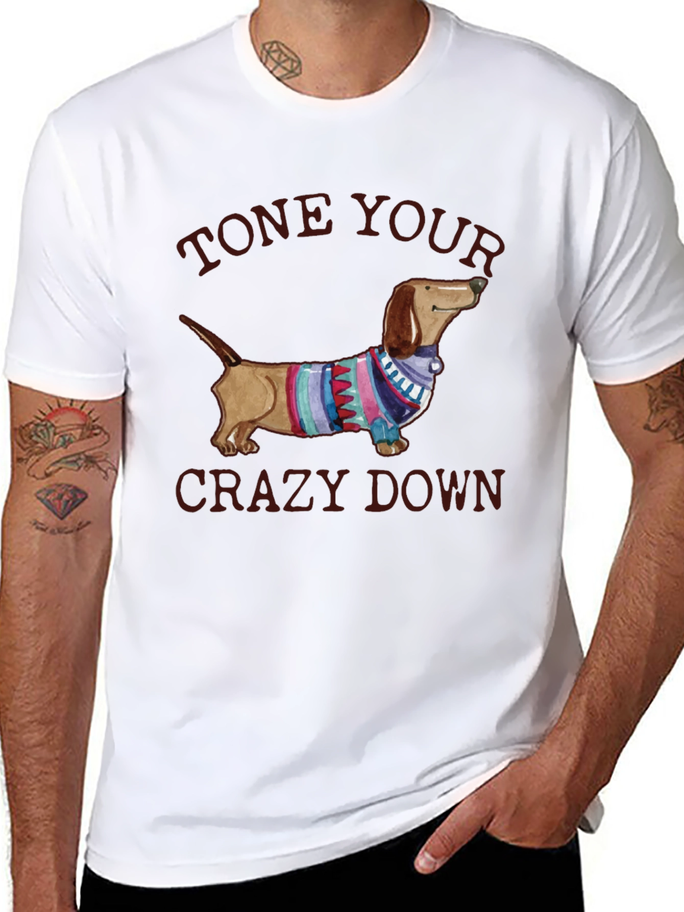 Tone Your Crazy Down Dachshund Graphic Tee