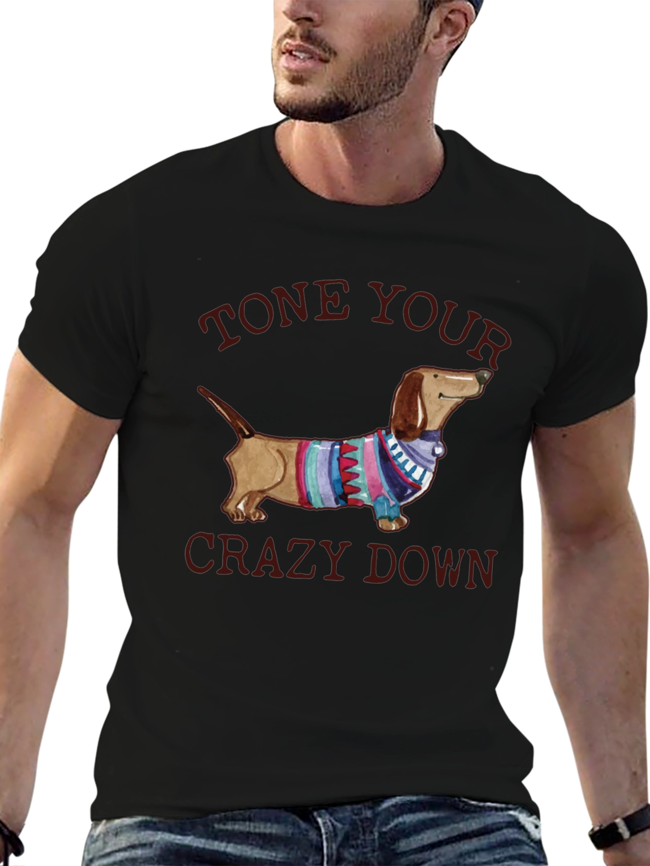 Tone Your Crazy Down Dachshund Graphic Tee