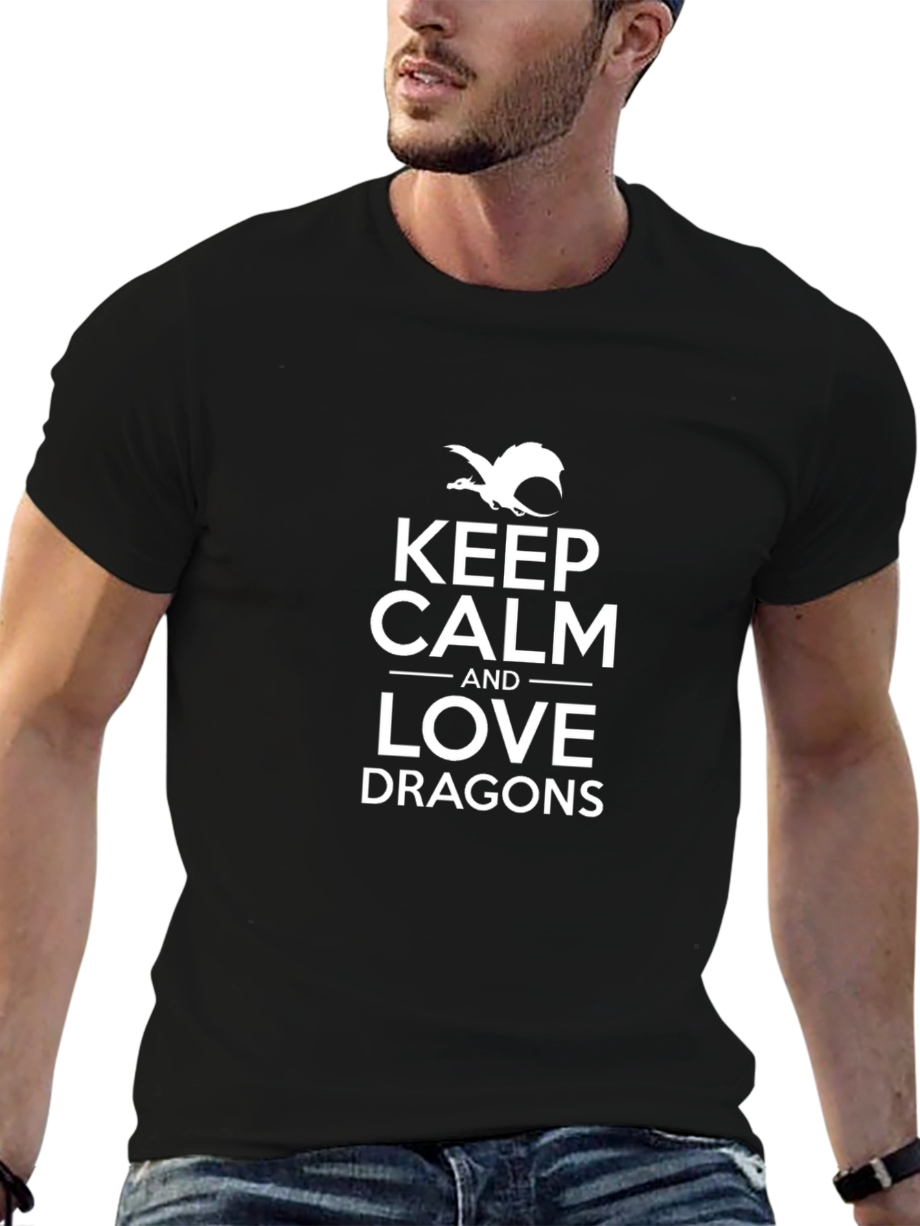 Keep Calm and Love Dragons Black T-Shirt
