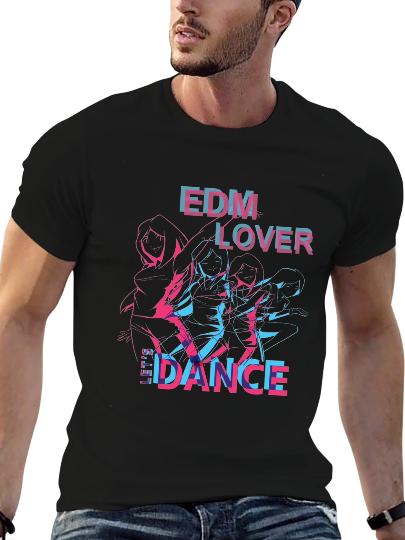 EDM Lover Dance Graphic Black T-Shirt