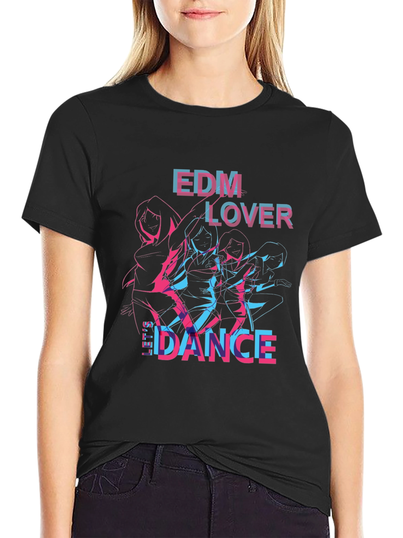 EDM Lover Dance Graphic Black T-Shirt
