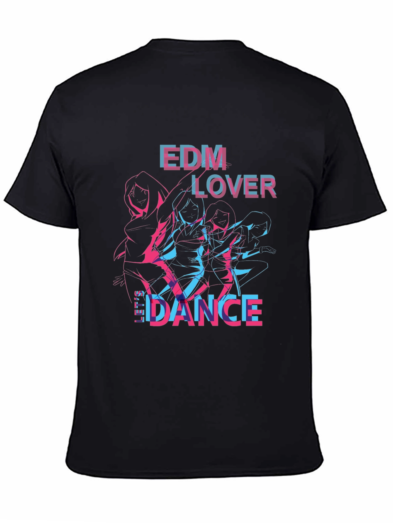EDM Lover Dance Graphic Black T-Shirt