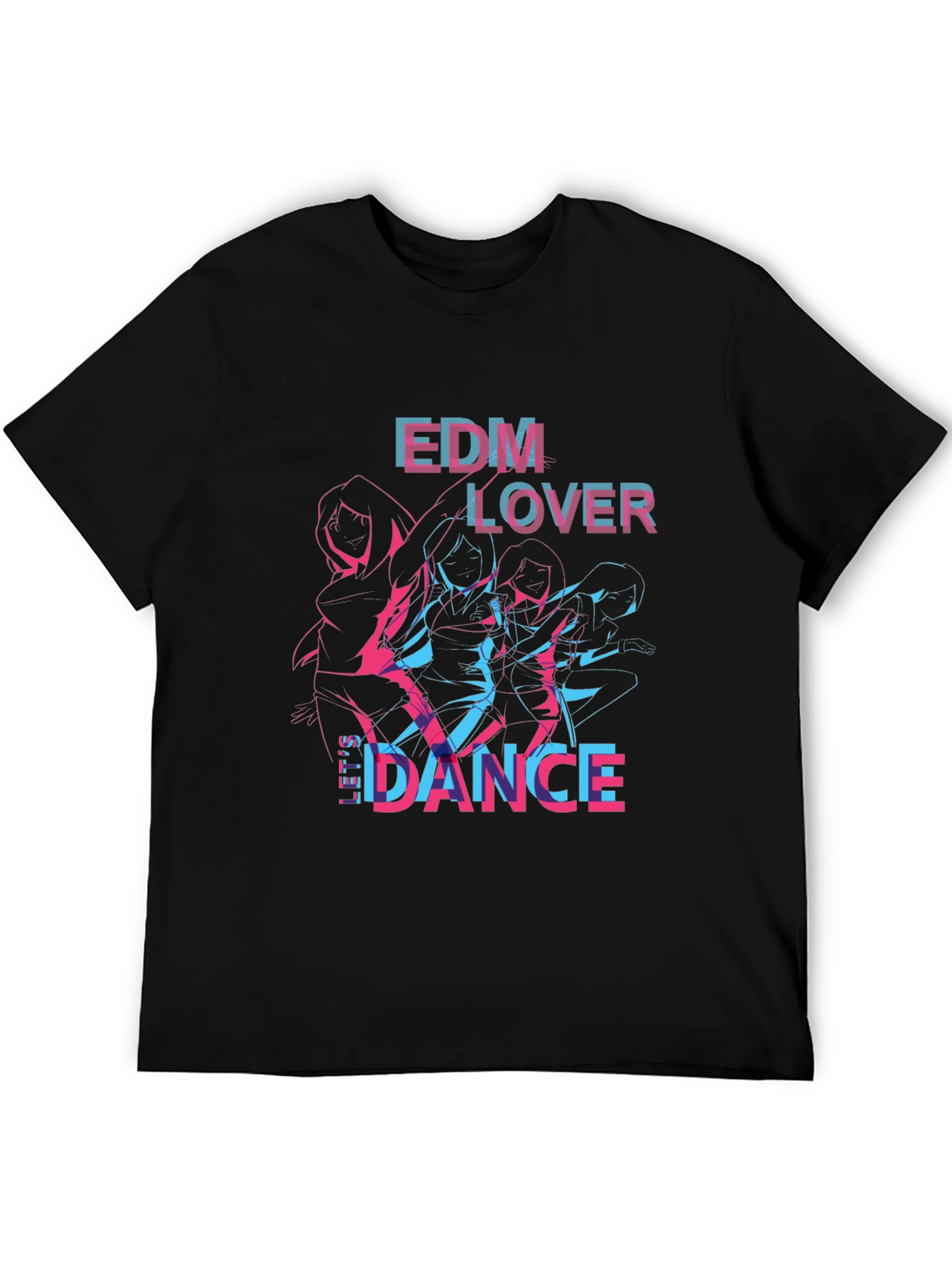 EDM Lover Dance Graphic Black T-Shirt