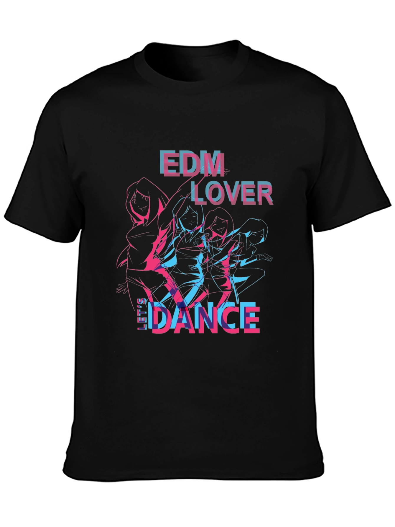 EDM Lover Dance Graphic Black T-Shirt