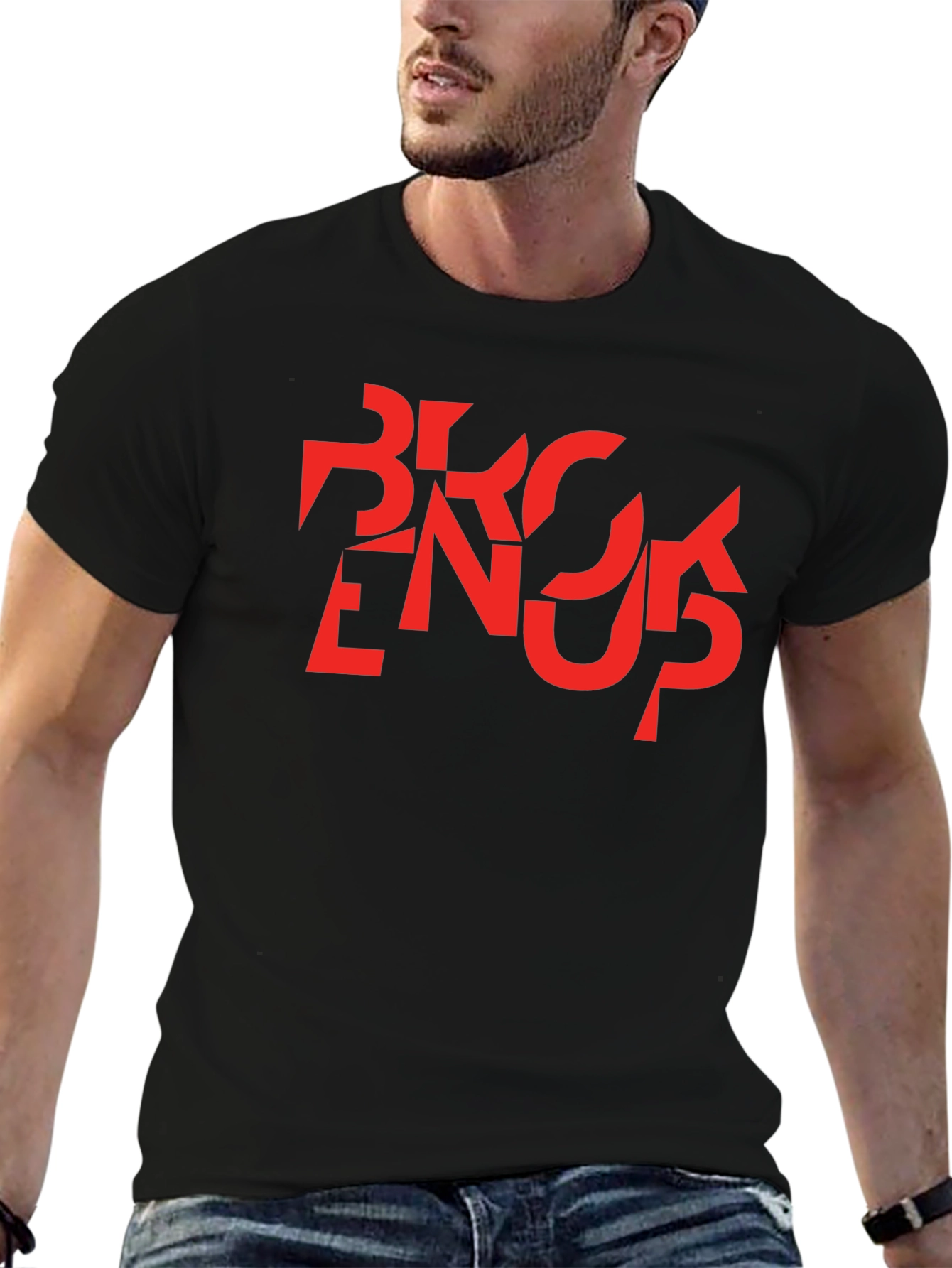 Abstract Graphic T-Shirt - Black with Red Design
