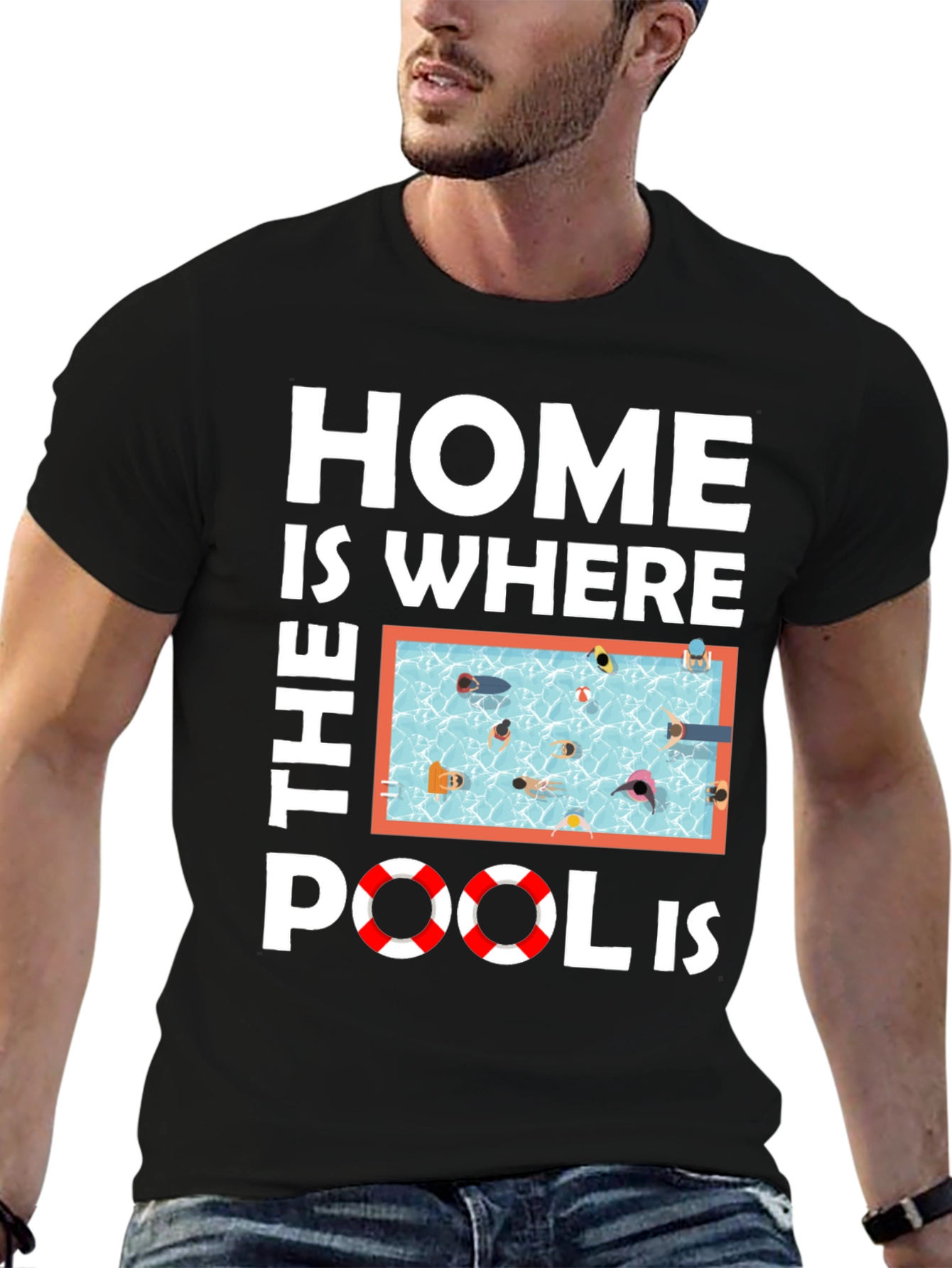 Home Is Where The Pool Is Black T-Shirt
