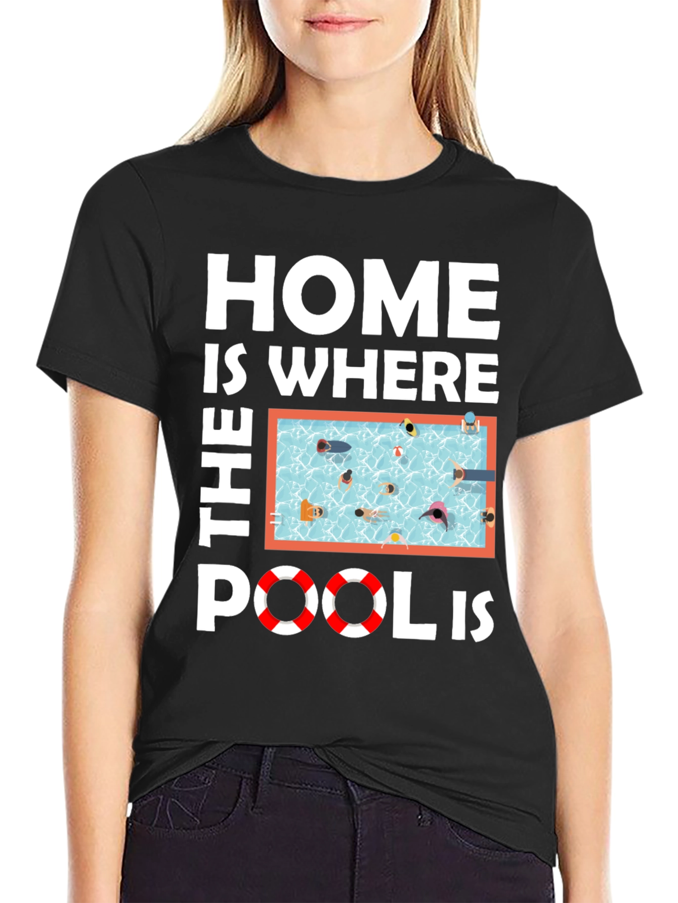 Home Is Where The Pool Is Black T-Shirt