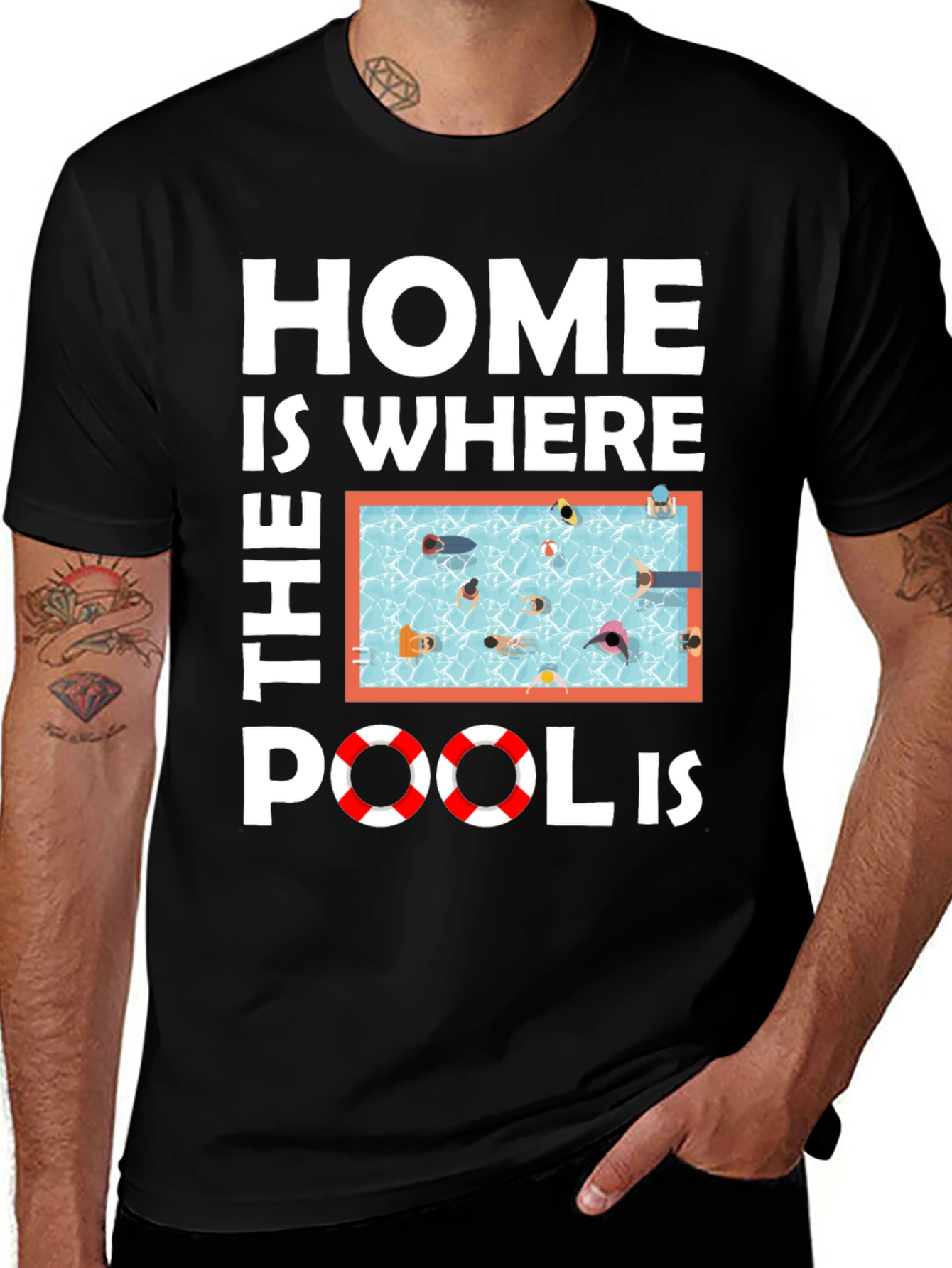 Home Is Where The Pool Is Black T-Shirt