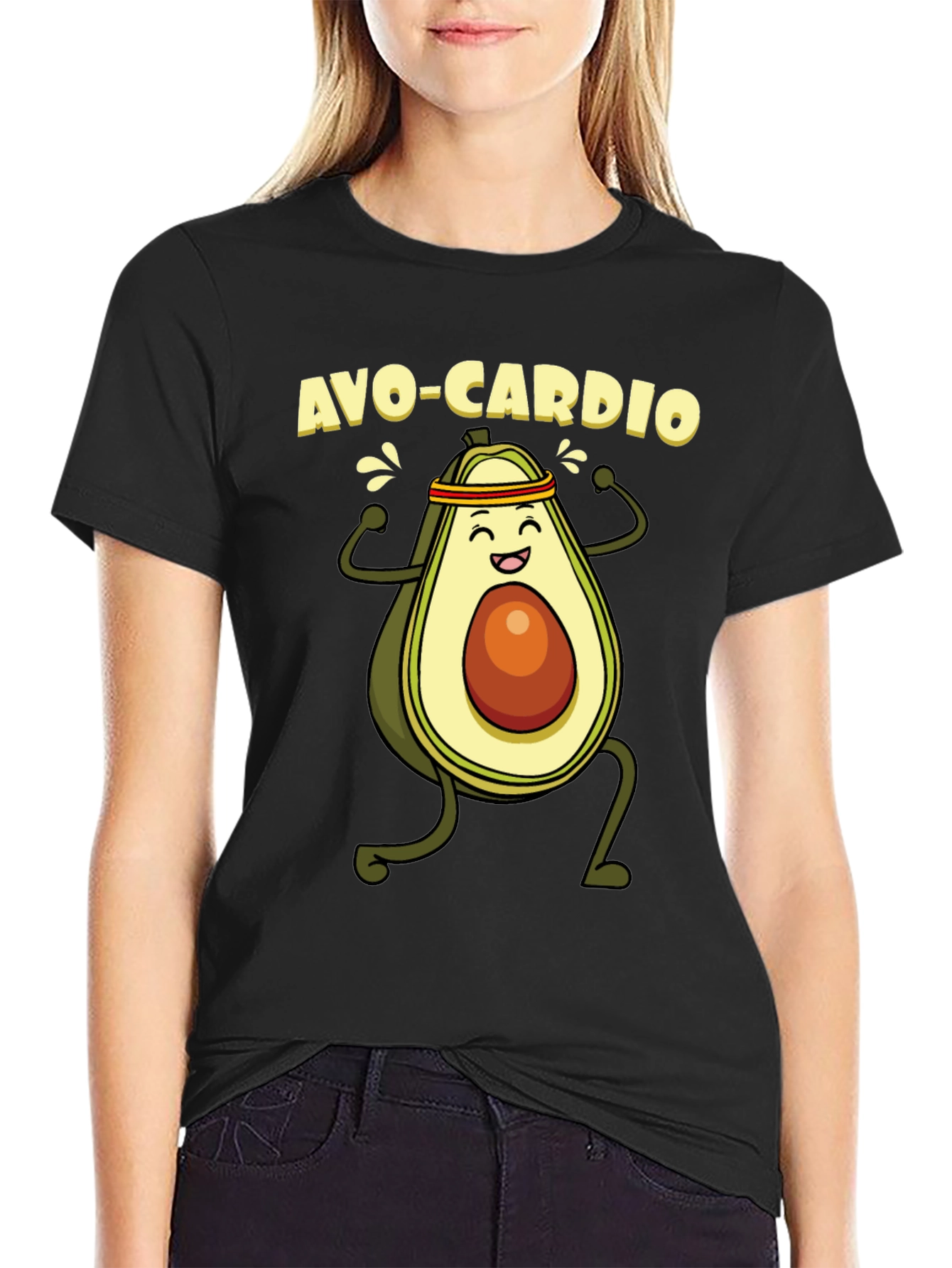 Avo-Cardio Black T-Shirt - Avocado Workout Tee