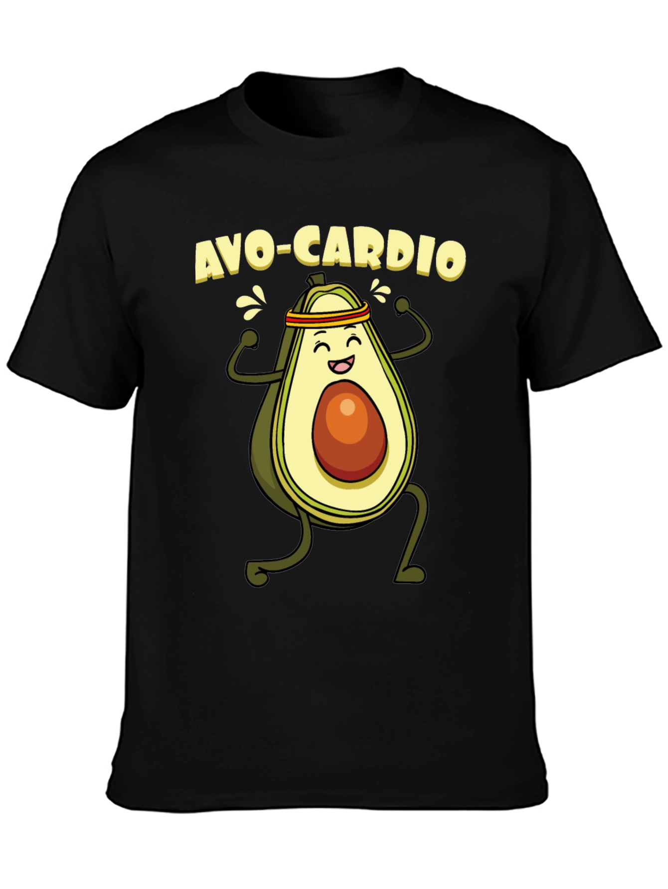 Avo-Cardio Black T-Shirt - Avocado Workout Tee