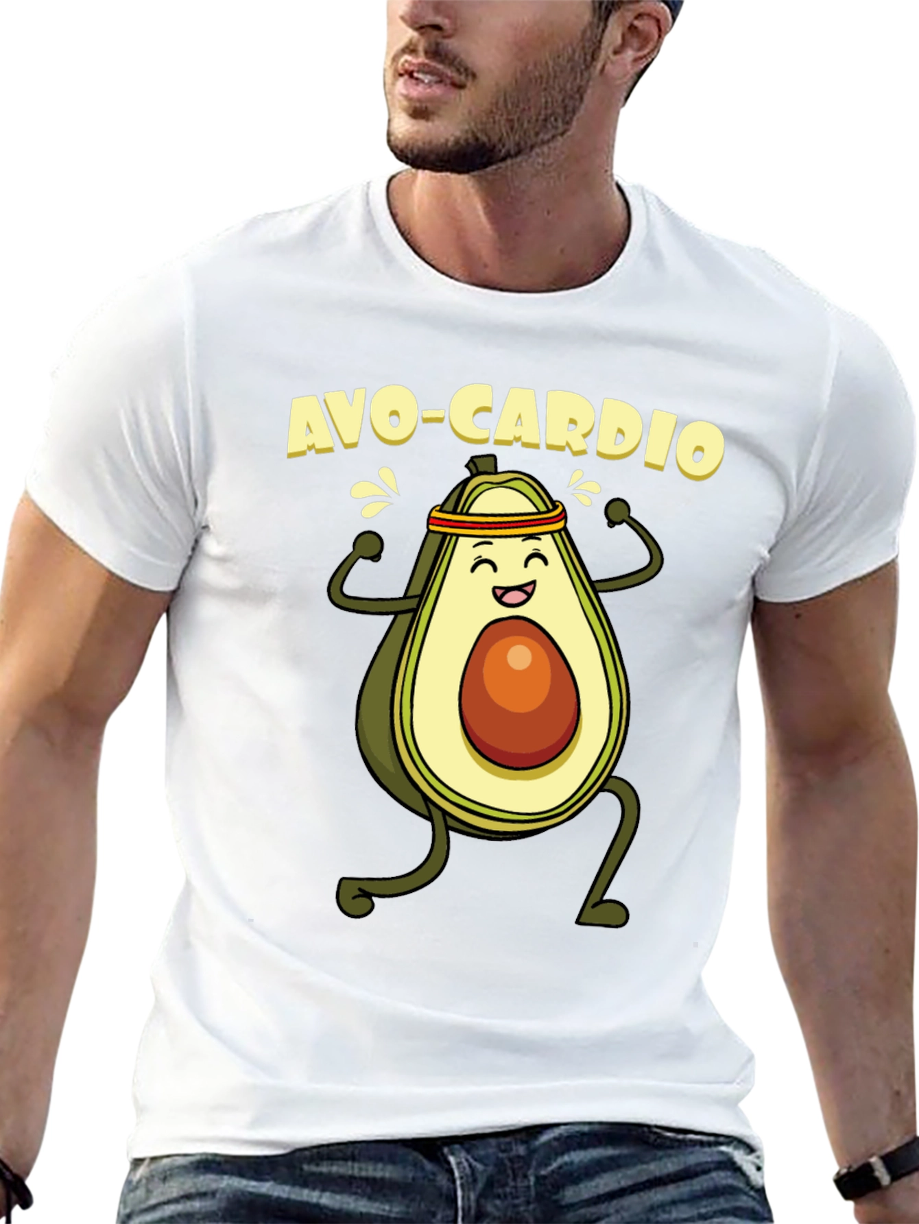 Avo-Cardio Black T-Shirt - Avocado Workout Tee