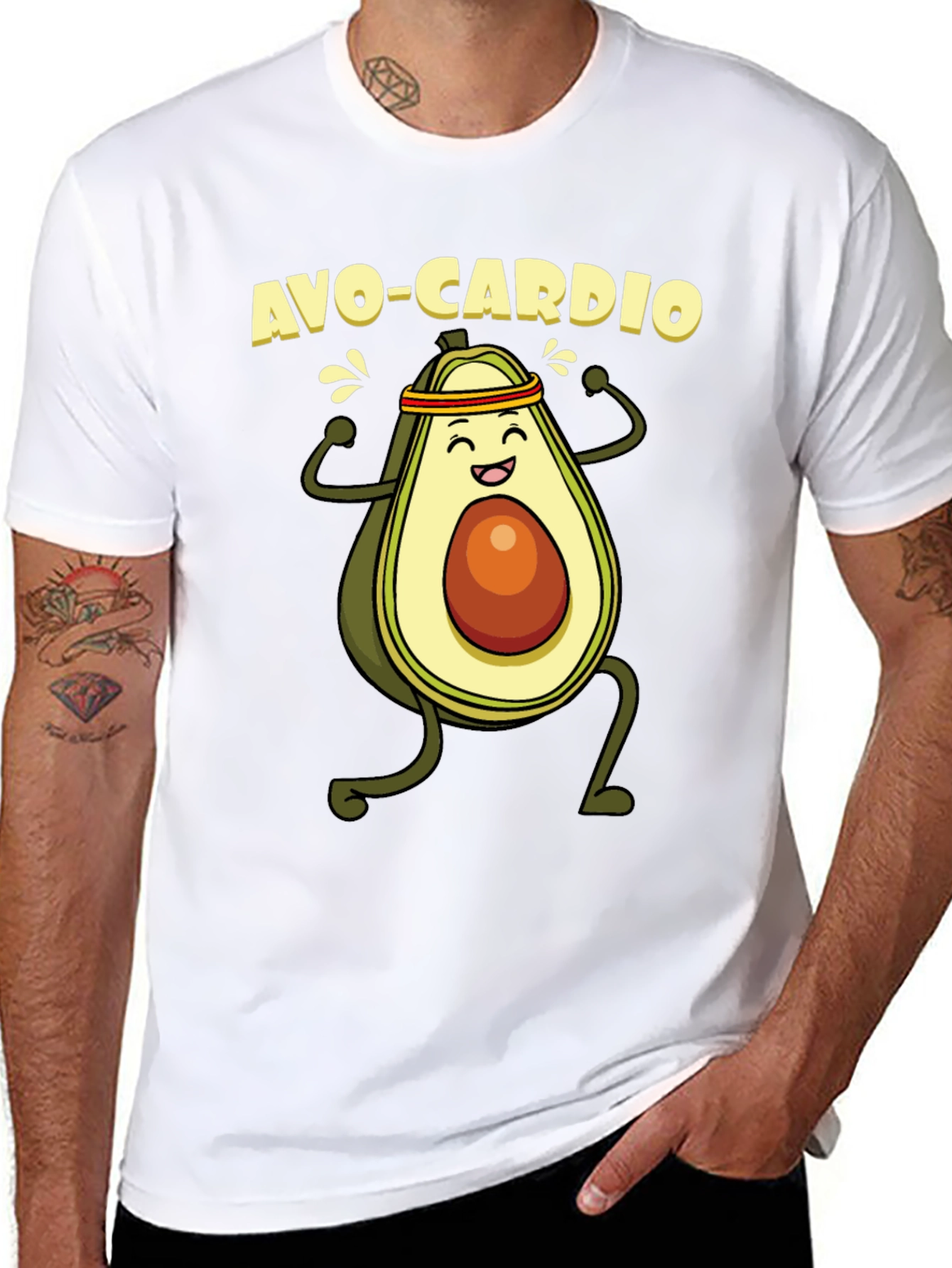 Avo-Cardio Black T-Shirt - Avocado Workout Tee