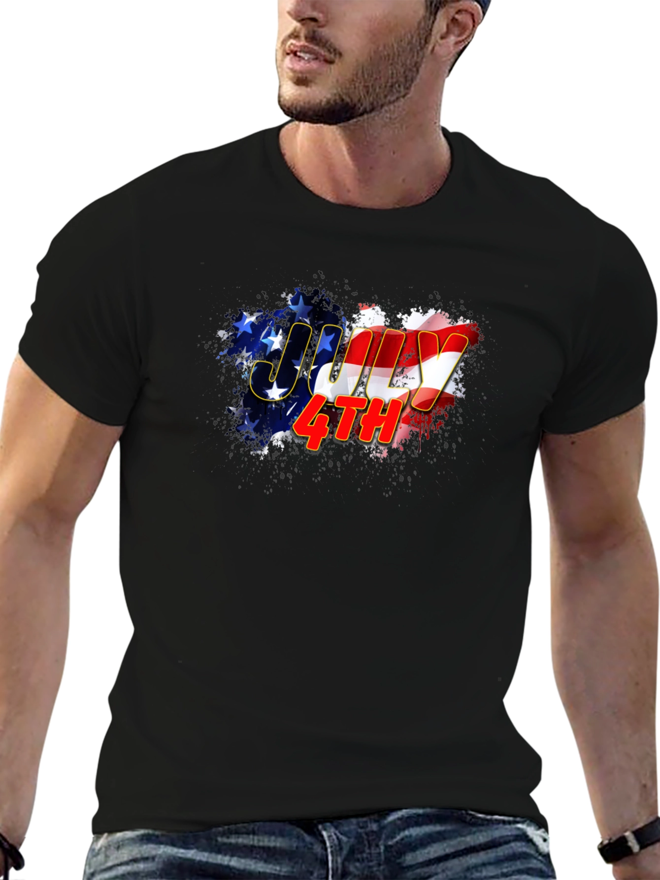 July 4th Graphic Tee - Mens Black T-Shirt