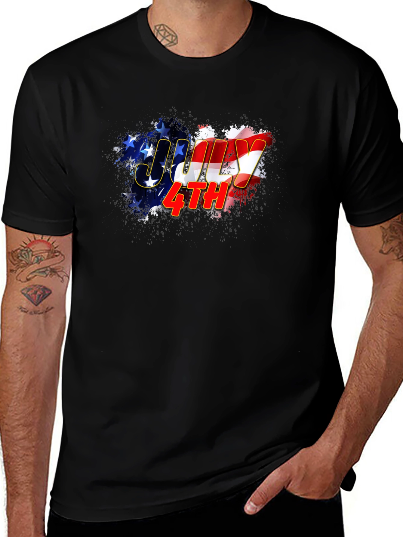 July 4th Graphic Tee - Mens Black T-Shirt