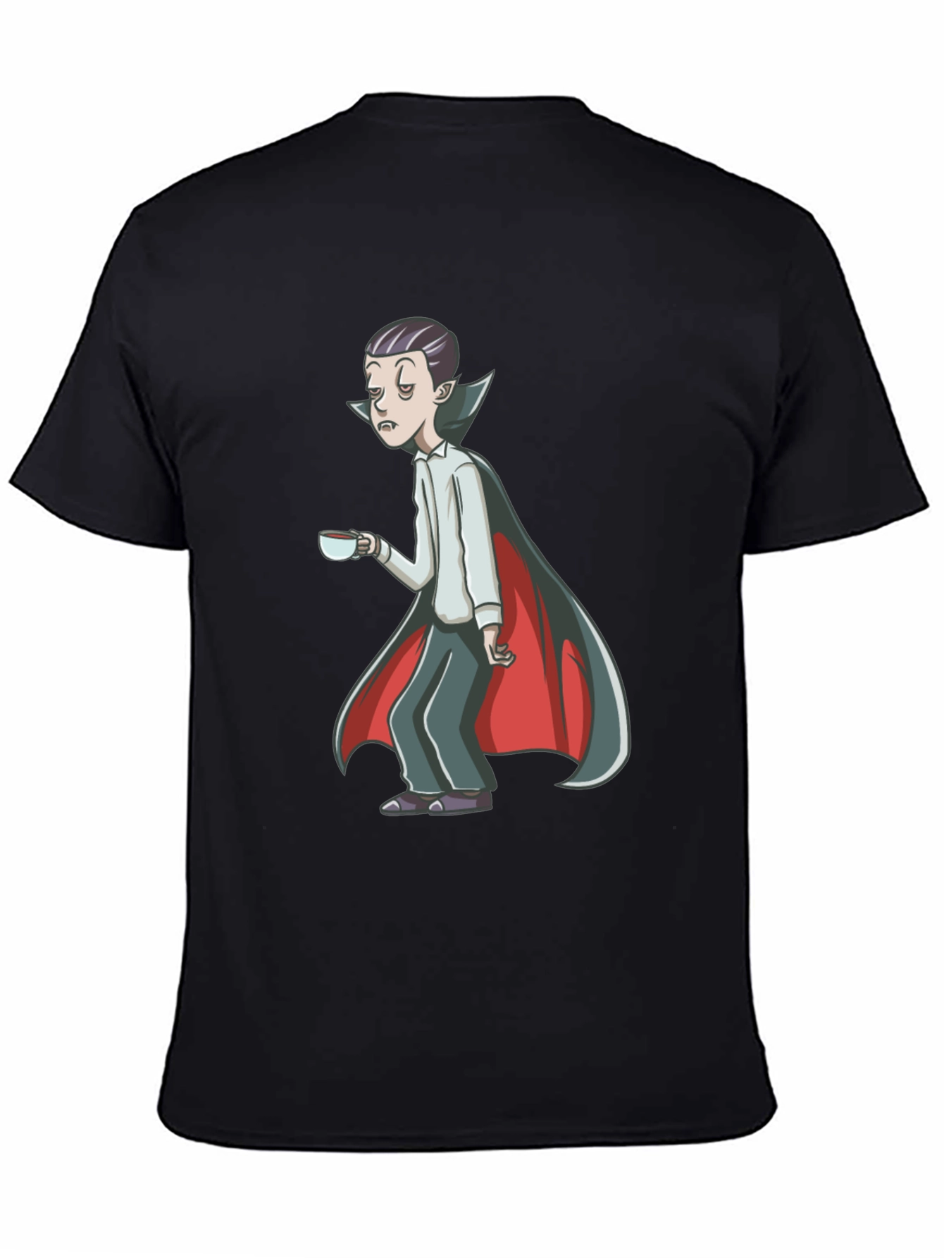 Sleepy Vampire Graphic Tee - Black Cotton Blend Shirt