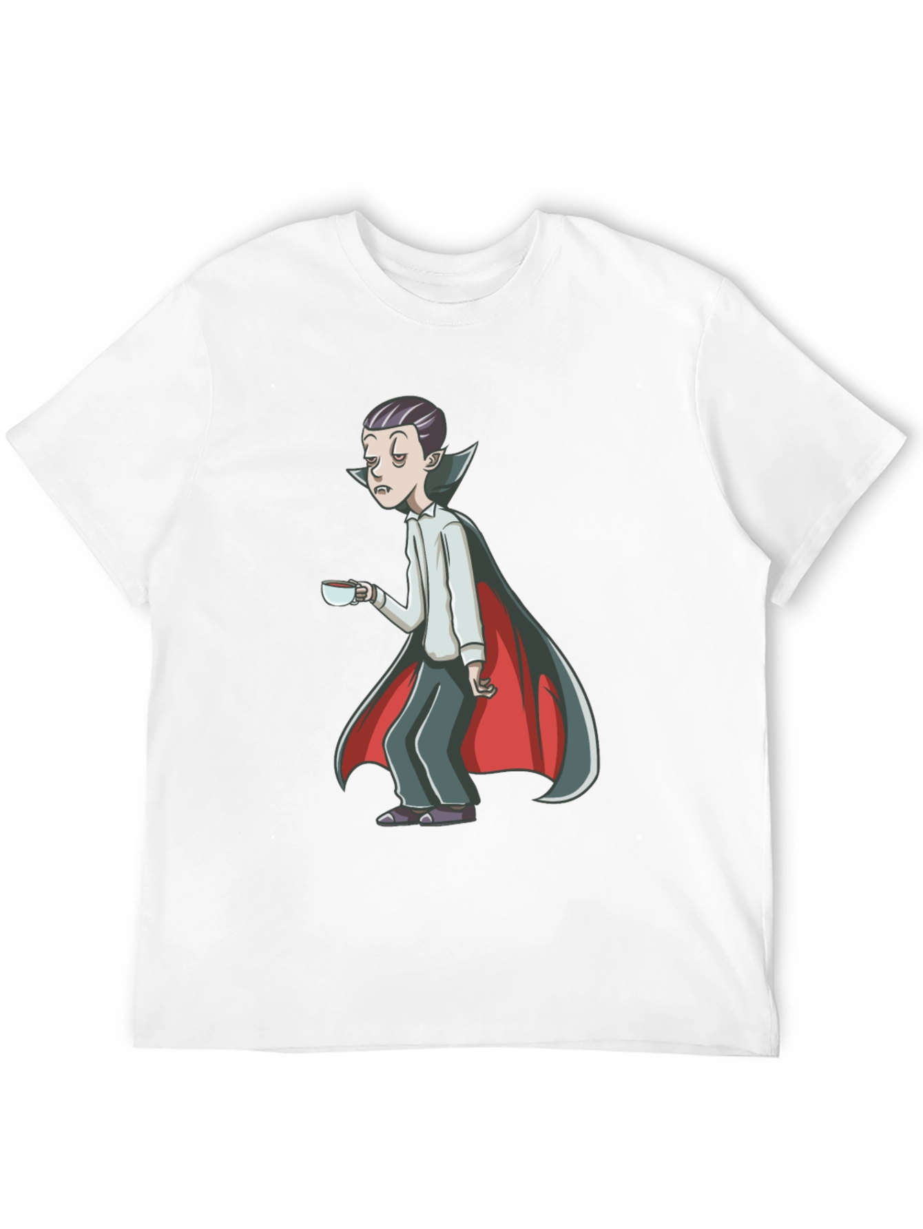 Sleepy Vampire Graphic Tee - Black Cotton Blend Shirt