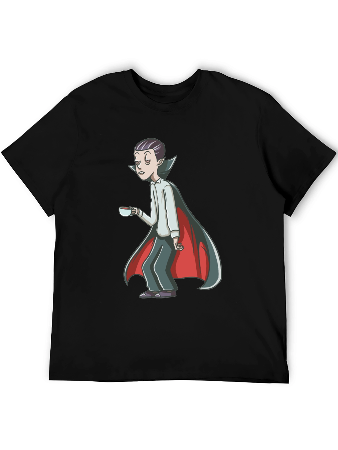 Sleepy Vampire Graphic Tee - Black Cotton Blend Shirt