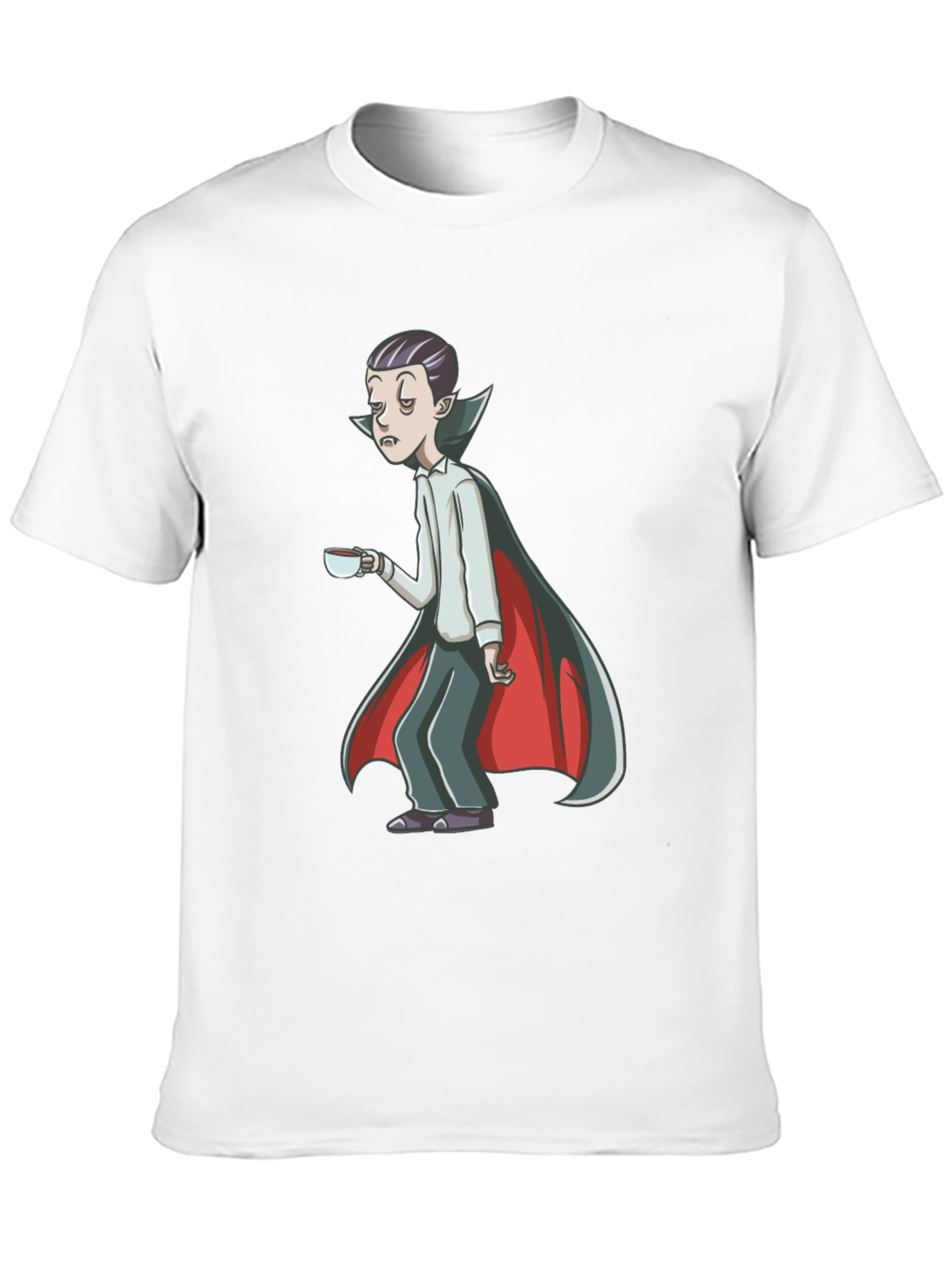 Sleepy Vampire Graphic Tee - Black Cotton Blend Shirt