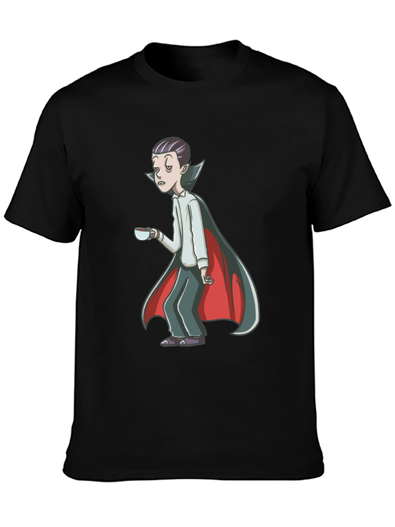 Sleepy Vampire Graphic Tee - Black Cotton Blend Shirt