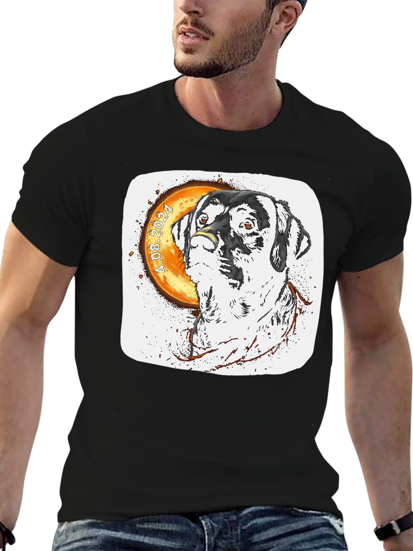 Dog Face T-Shirt Unique Design Black Tee