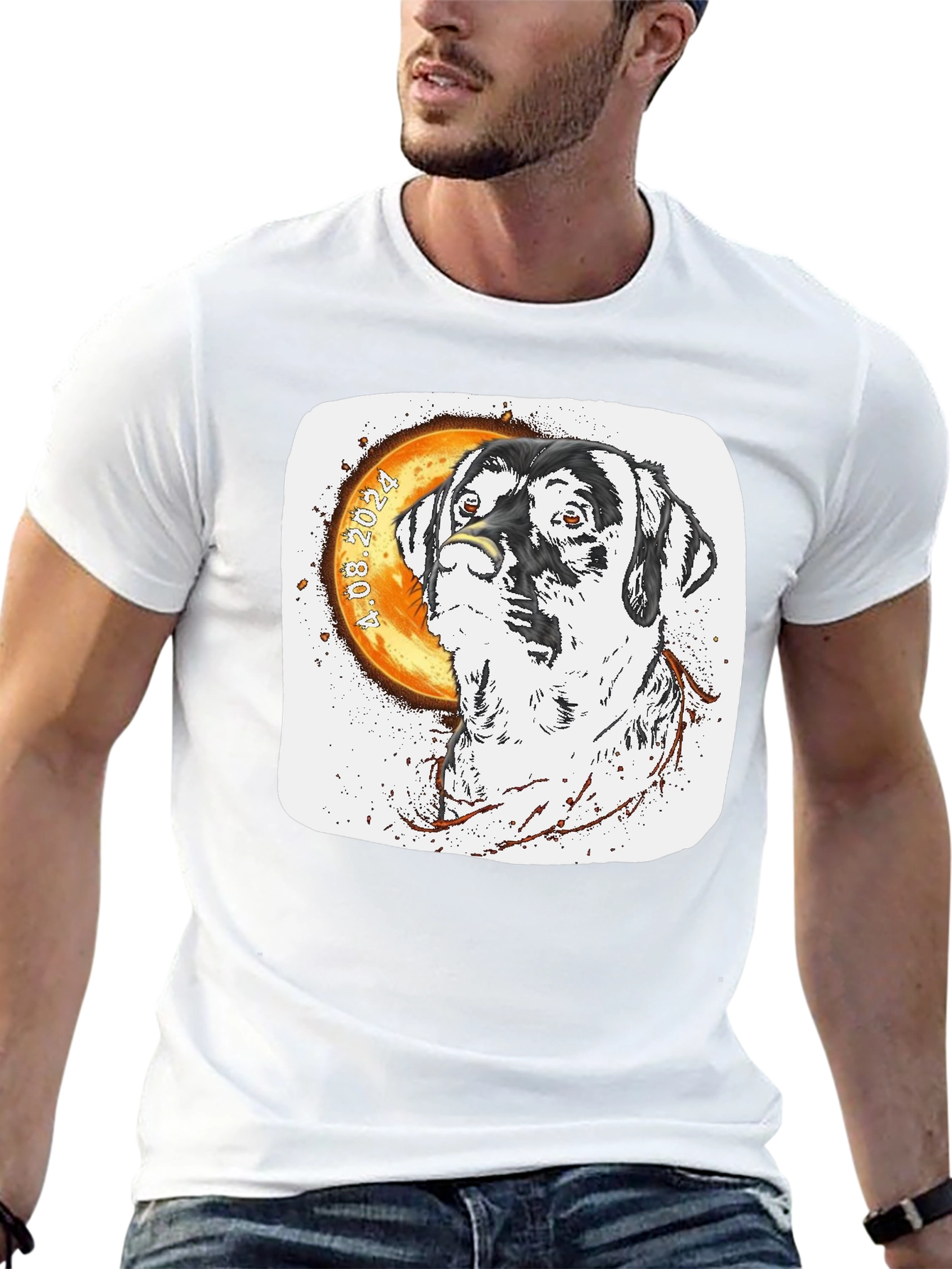 Dog Face T-Shirt Unique Design Black Tee
