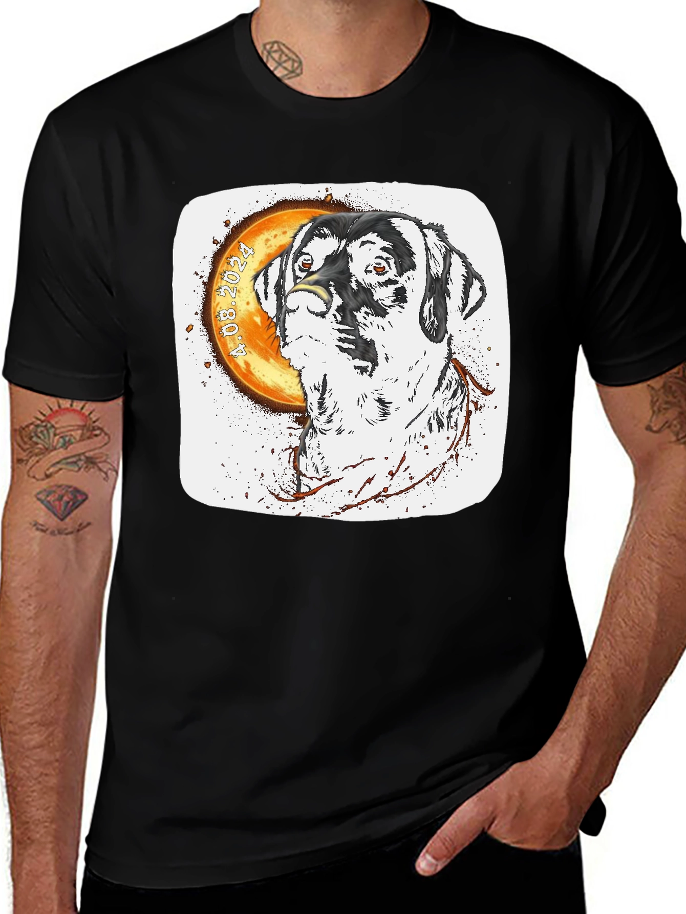 Dog Face T-Shirt Unique Design Black Tee