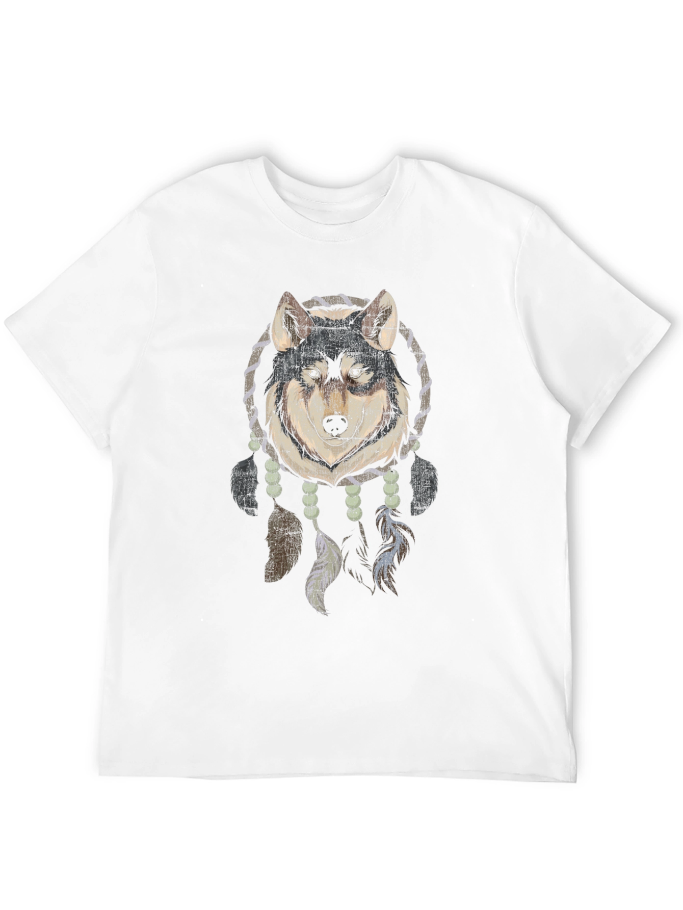 Wolf Dreamcatcher Graphic Tee - Black Cotton Blend