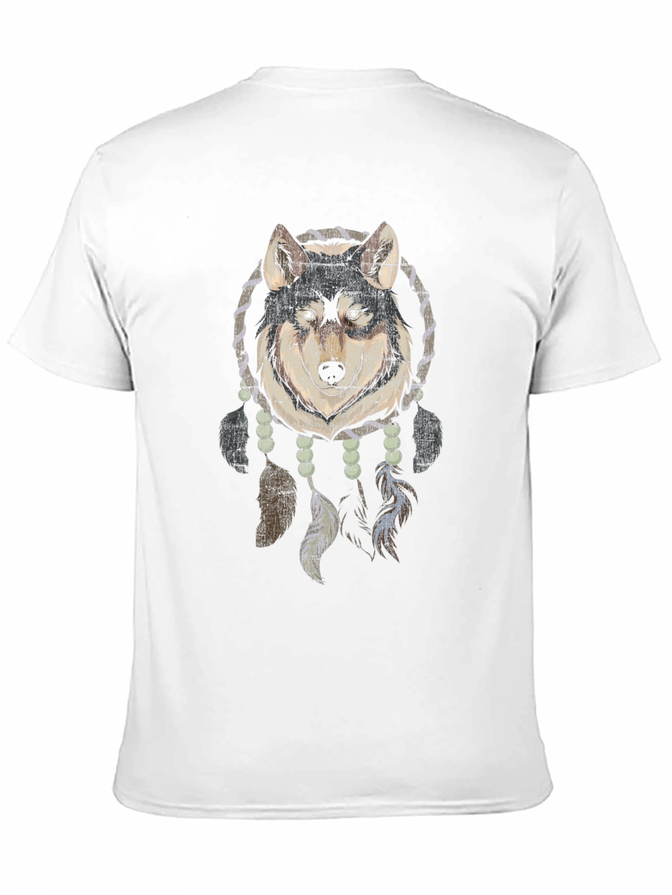 Wolf Dreamcatcher Graphic Tee - Black Cotton Blend