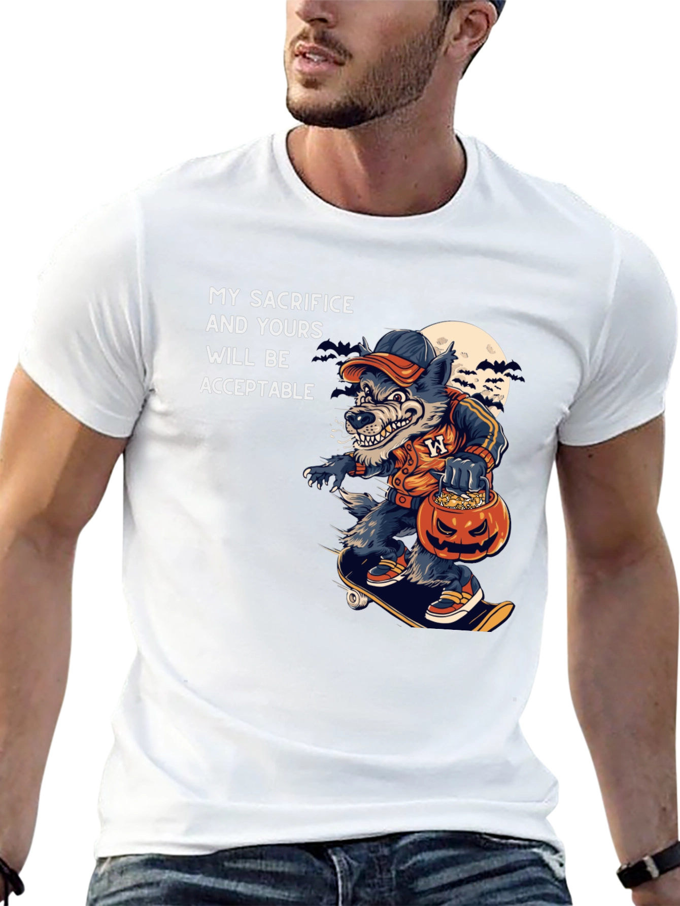 Halloween Wolf Skateboard T-Shirt