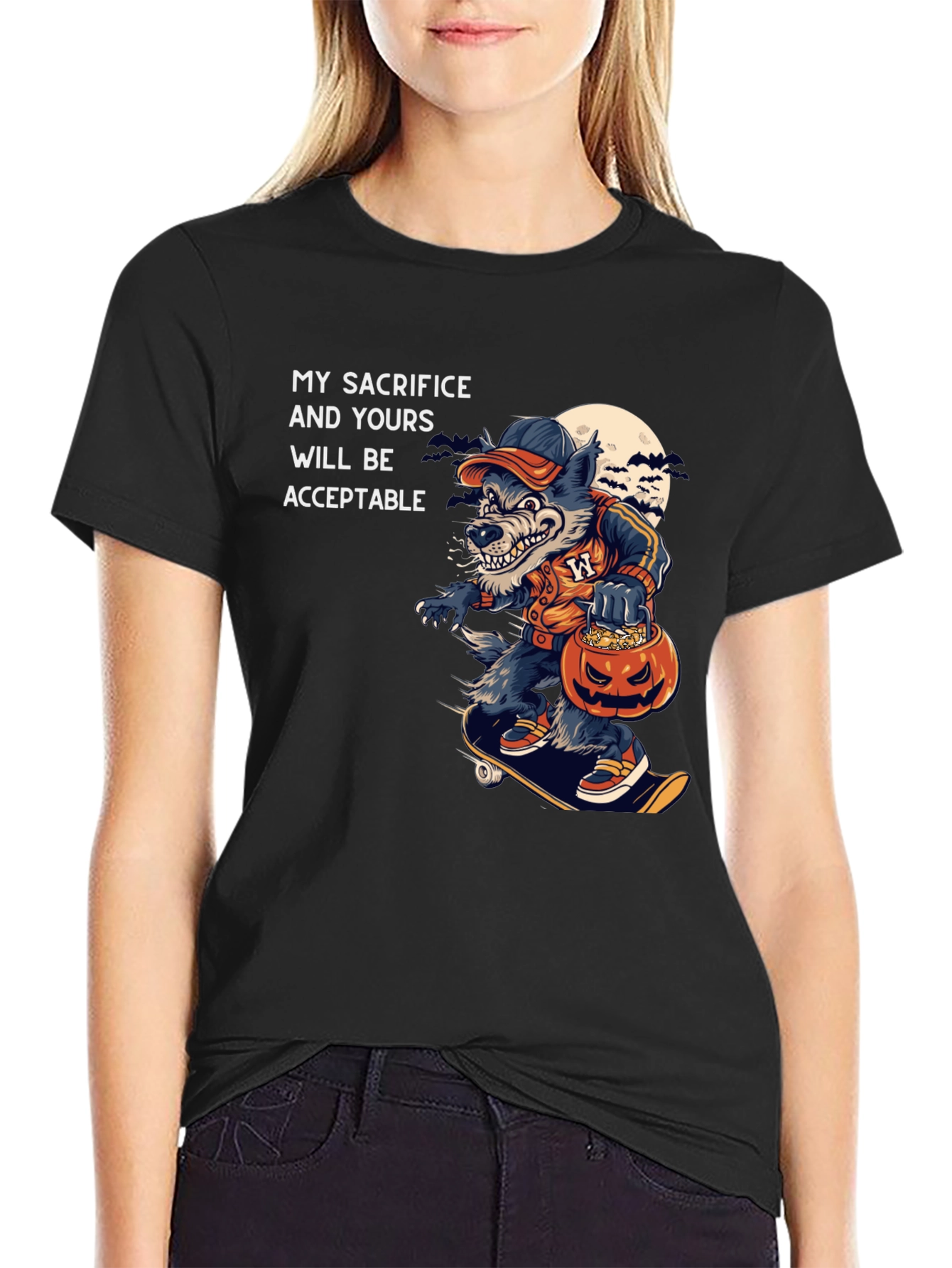Halloween Wolf Skateboard T-Shirt