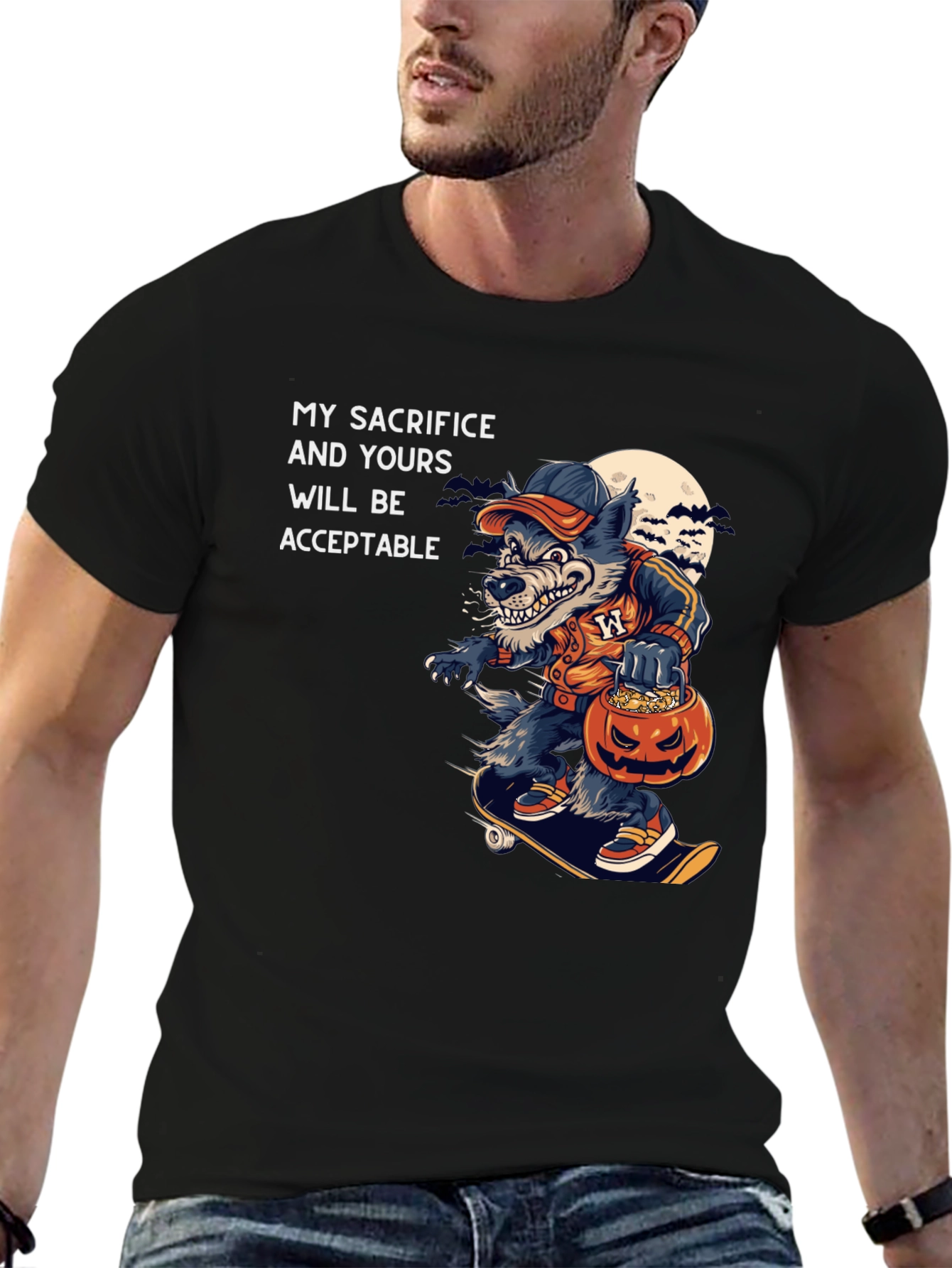 Halloween Wolf Skateboard T-Shirt