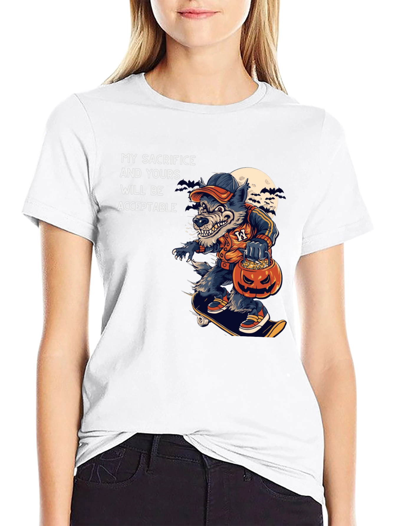 Halloween Wolf Skateboard T-Shirt