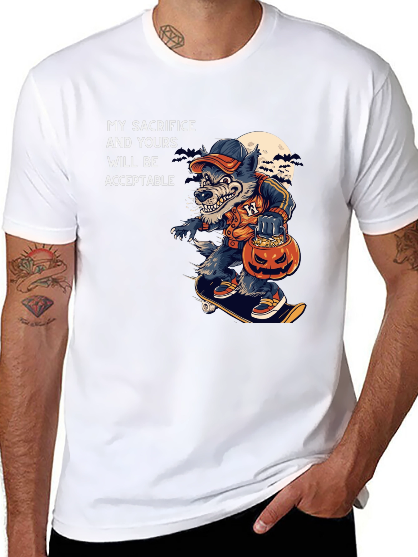 Halloween Wolf Skateboard T-Shirt