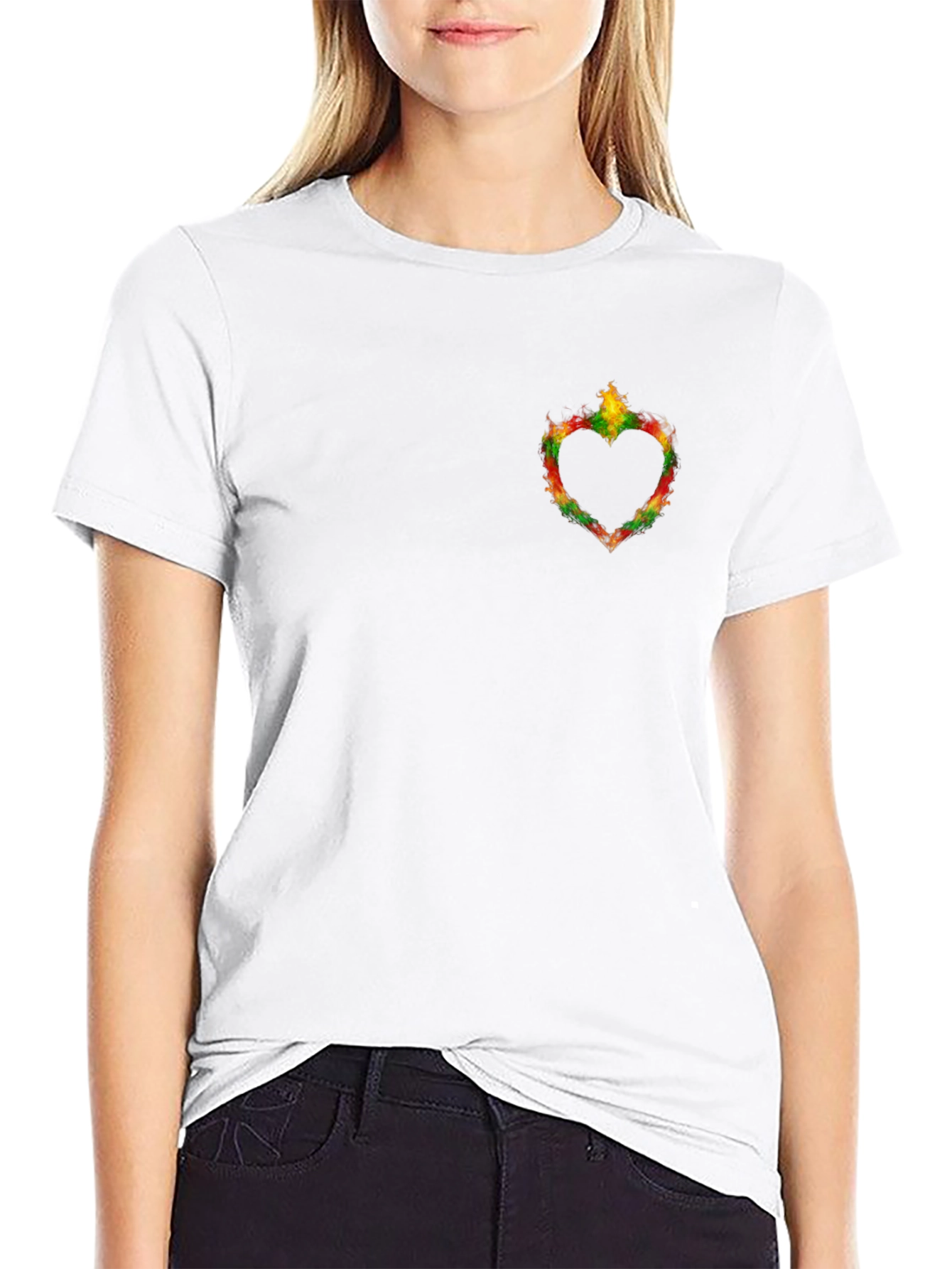 Heart Flame Graphic Black T-Shirt